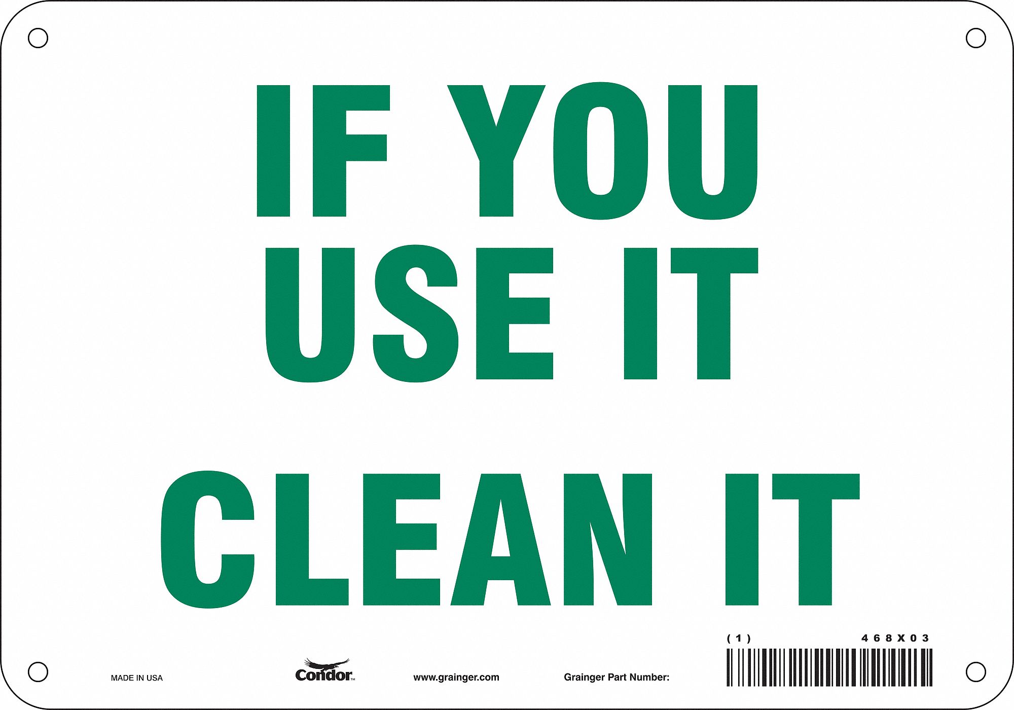 Safety Sign: Polyethylene, Mounting Holes Sign Mounting, 7 in x 10 in Nominal Sign Size