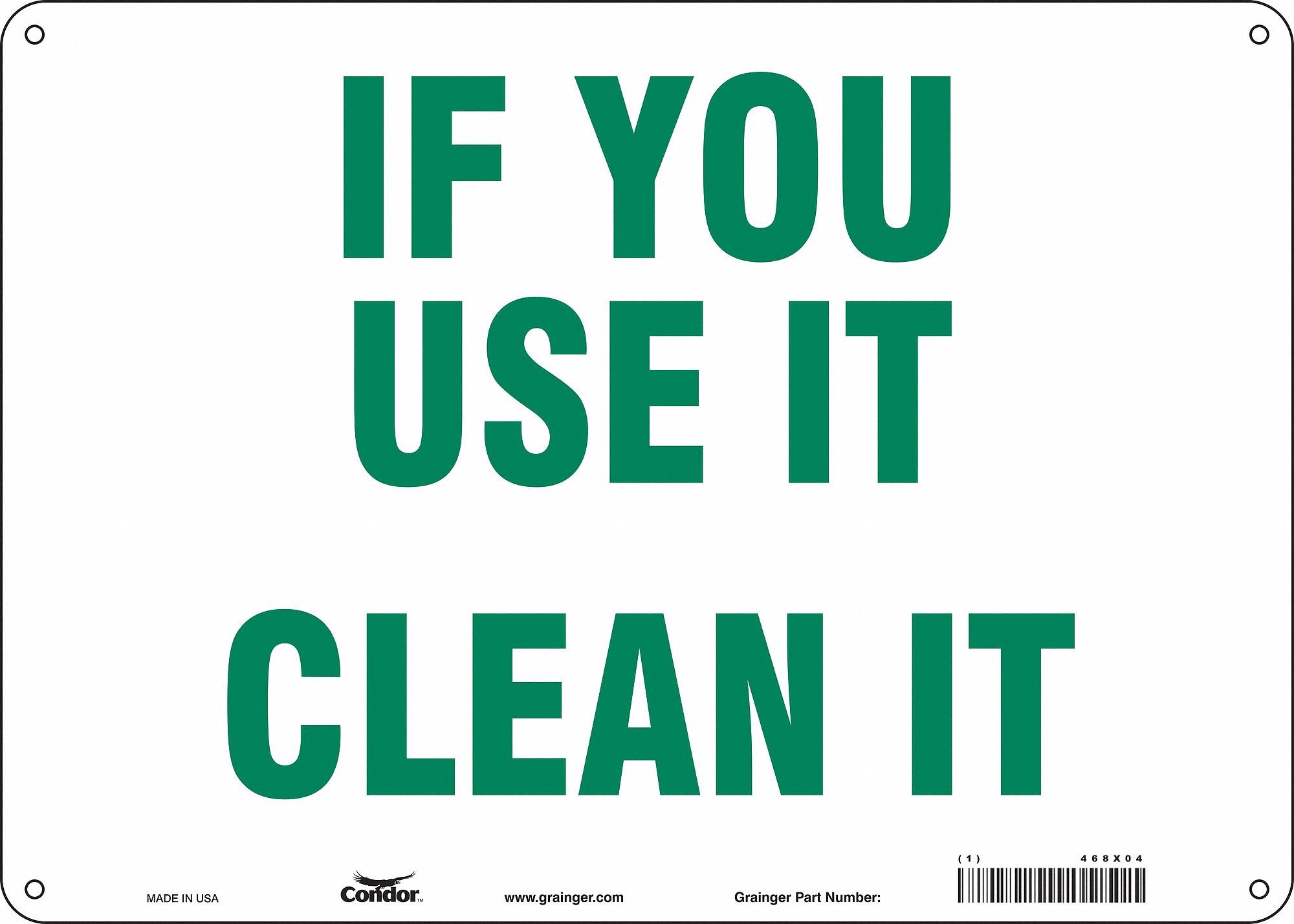 Safety Sign: Polyethylene, Mounting Holes Sign Mounting, 10 in x 14 in Nominal Sign Size