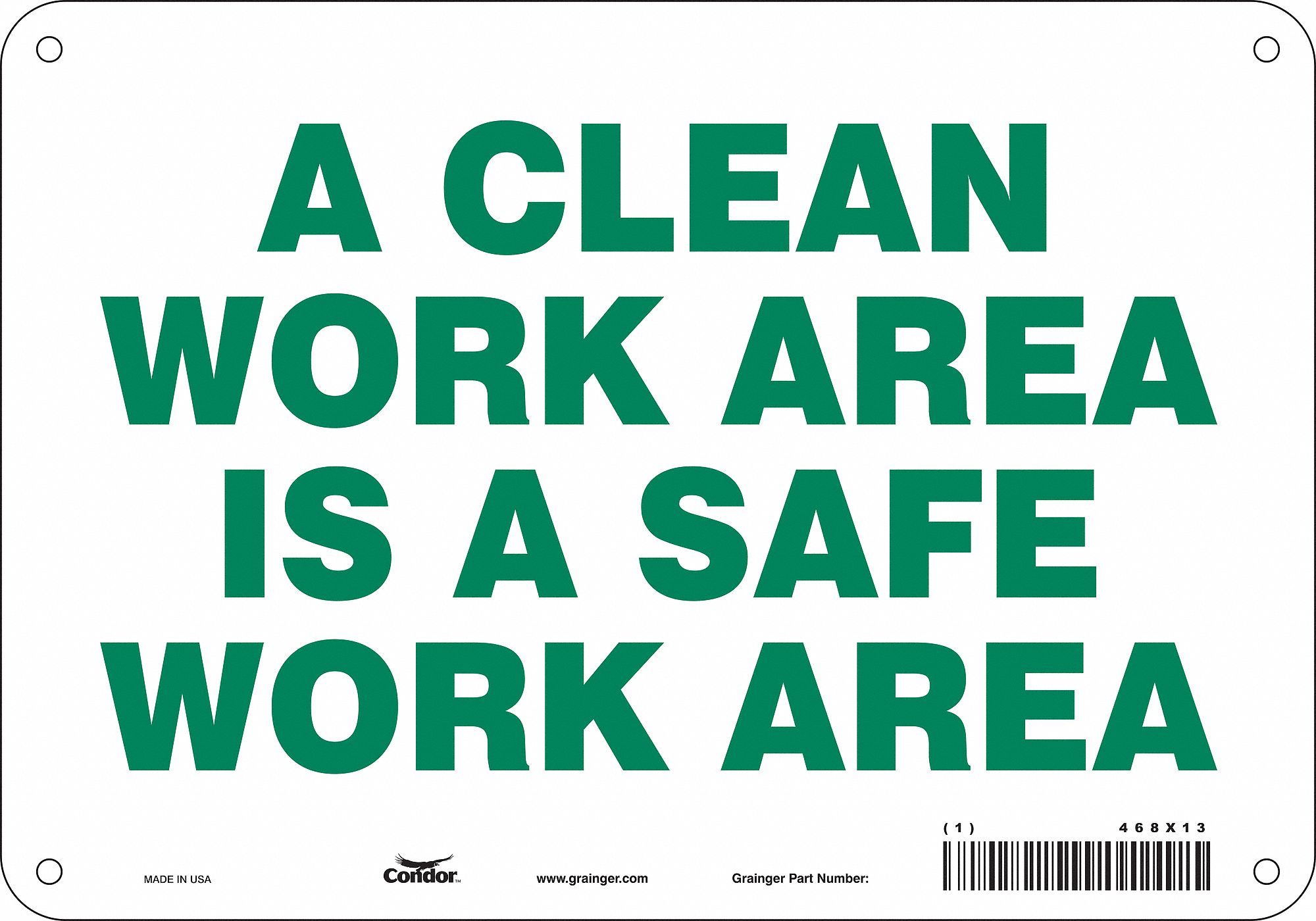 Safety Sign: Aluminum, Mounting Holes Sign Mounting, 7 in x 10 in Nominal Sign Size, 0.032 in Thick