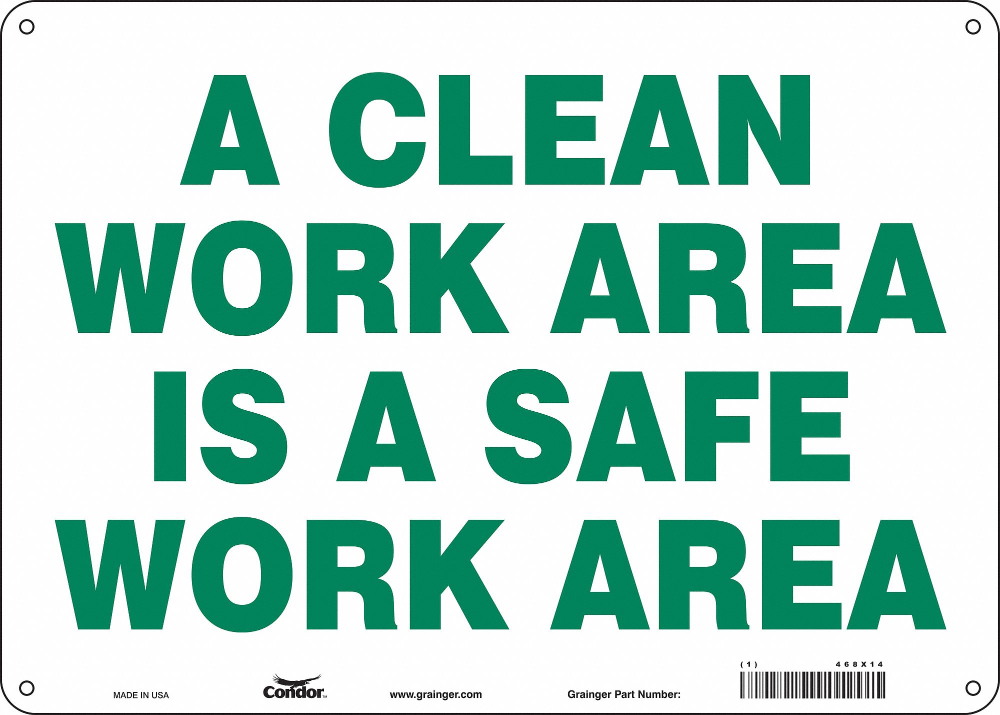 Safety Sign: Aluminum, Mounting Holes Sign Mounting, 10 in x 14 in Nominal Sign Size, 0.032 in Thick