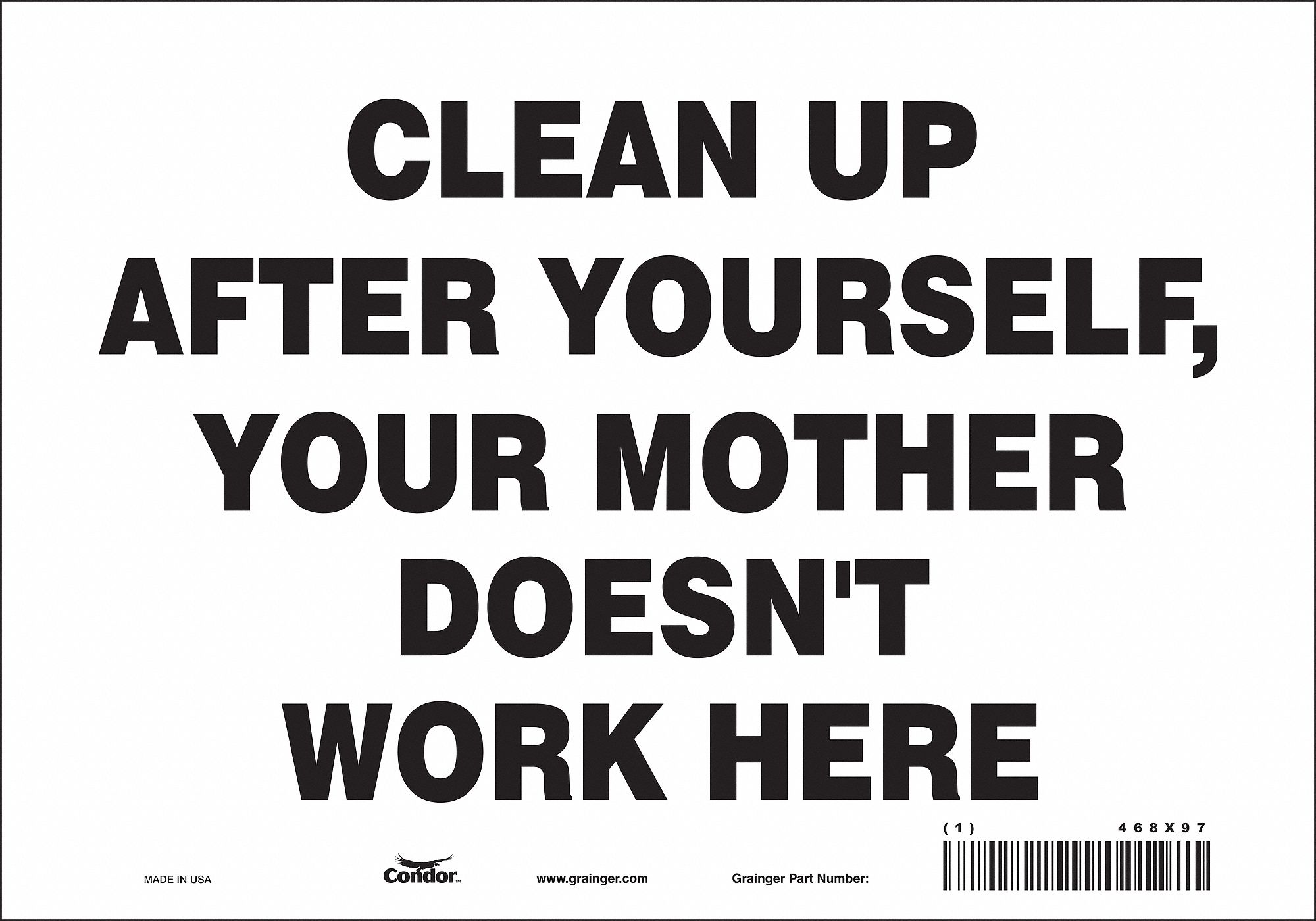 Safety Sign: Vinyl, Adhesive Sign Mounting, 7 in x 10 in Nominal Sign Size, Not Retroreflective