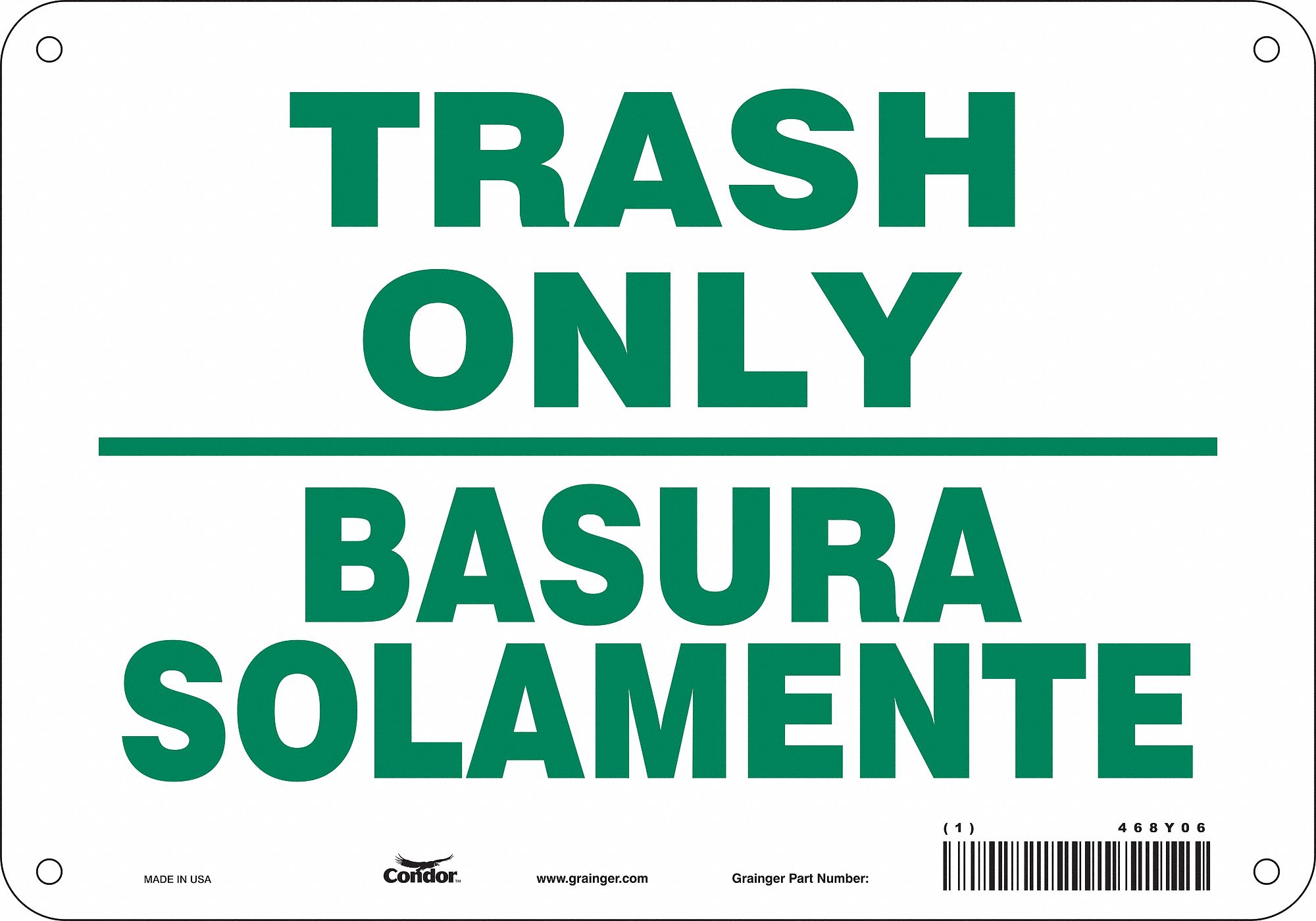 Safety Sign: Aluminum, Mounting Holes Sign Mounting, 7 in x 10 in Nominal Sign Size, 0.032 in Thick