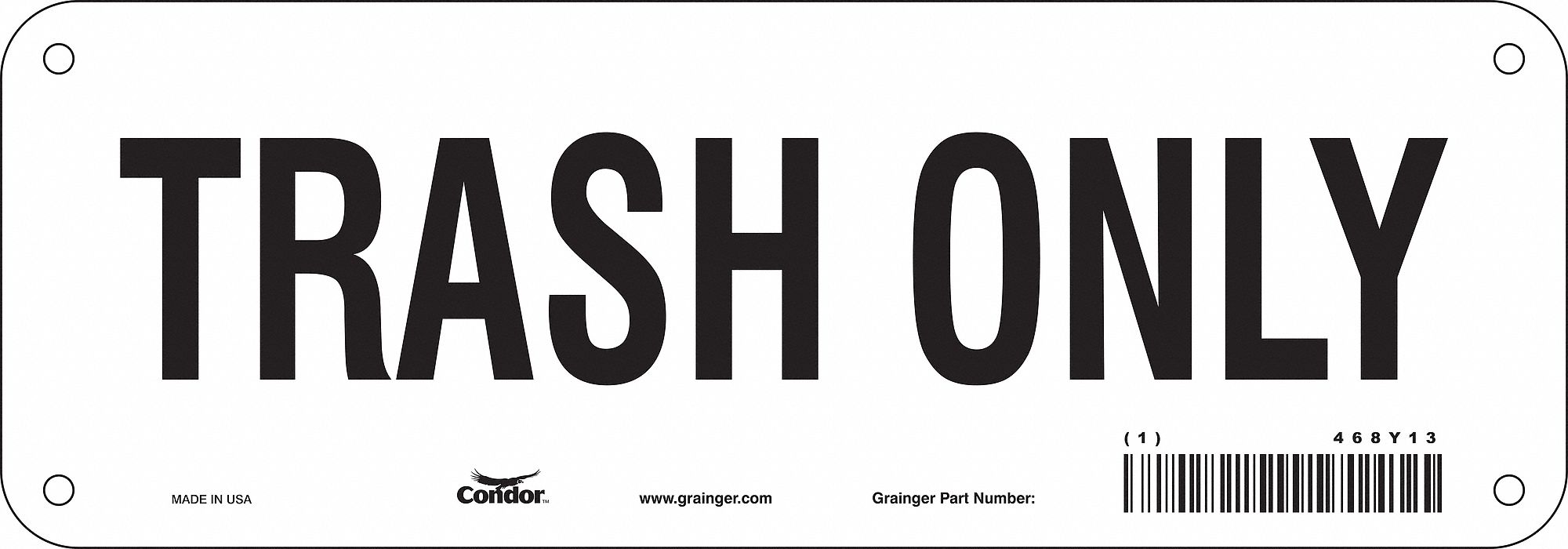Safety Sign, 3 1/2 x 10 in, Polyethylene