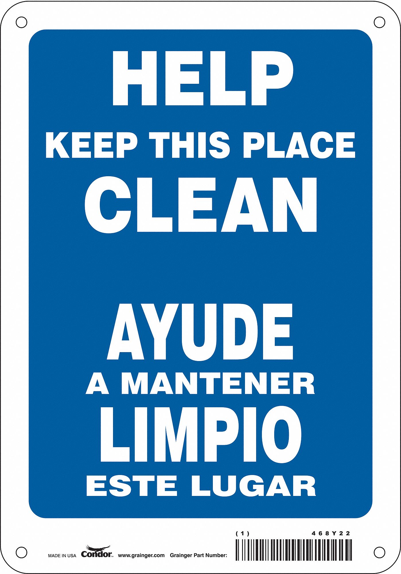 Safety Sign: Aluminum, Mounting Holes Sign Mounting, 10 in x 7 in Nominal Sign Size, 0.032 in Thick