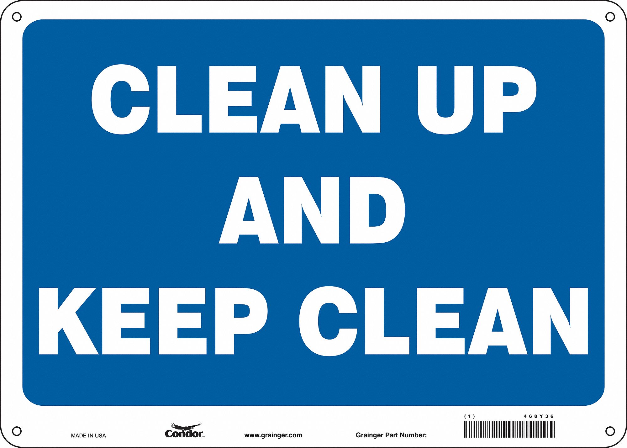 Safety Sign: Polyethylene, Mounting Holes Sign Mounting, 10 in x 14 in Nominal Sign Size