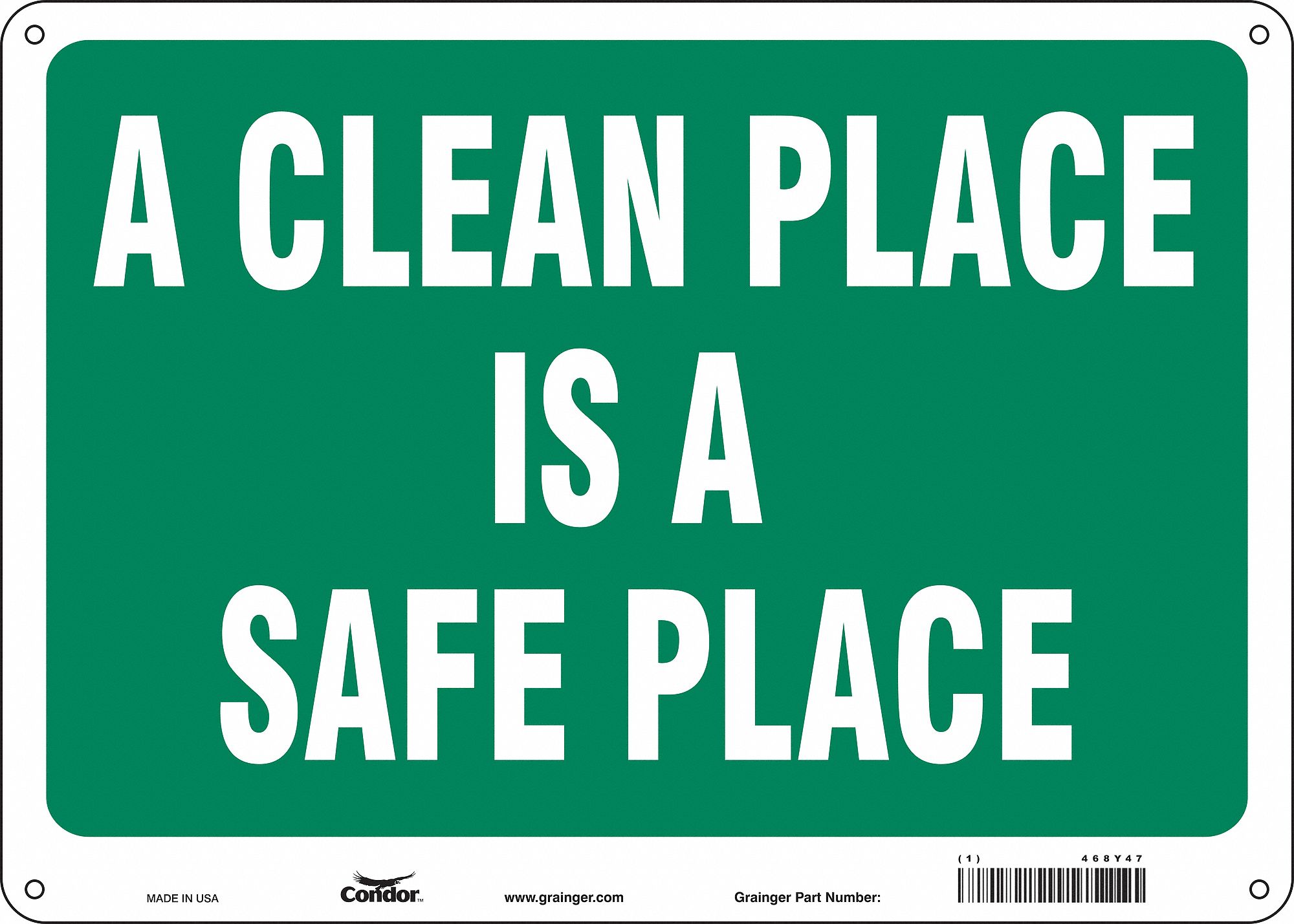 Safety Sign: Aluminum, Mounting Holes Sign Mounting, 10 in x 14 in Nominal Sign Size, 0.032 in Thick