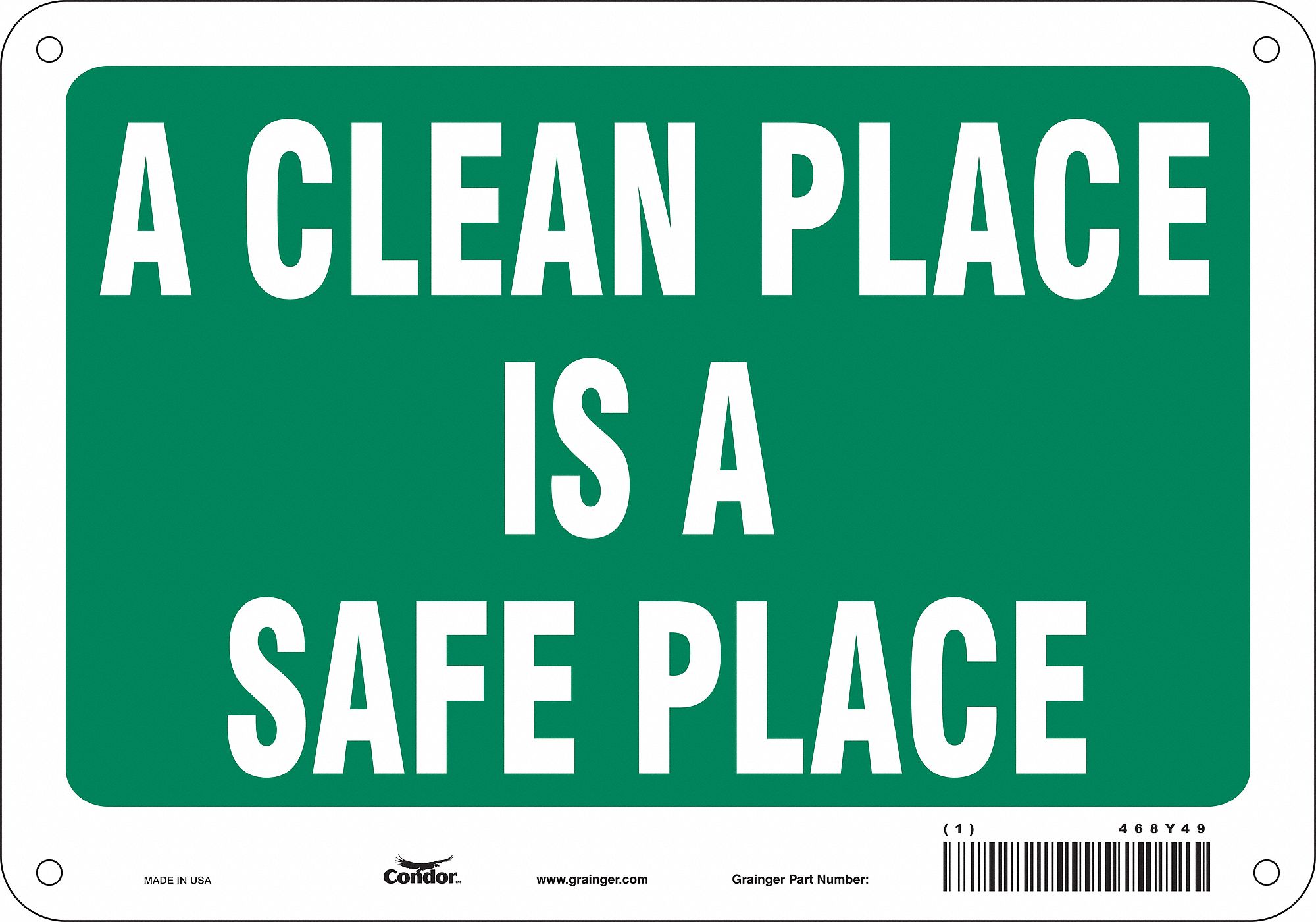 Safety Sign: Polyethylene, Mounting Holes Sign Mounting, 7 in x 10 in Nominal Sign Size, No Header
