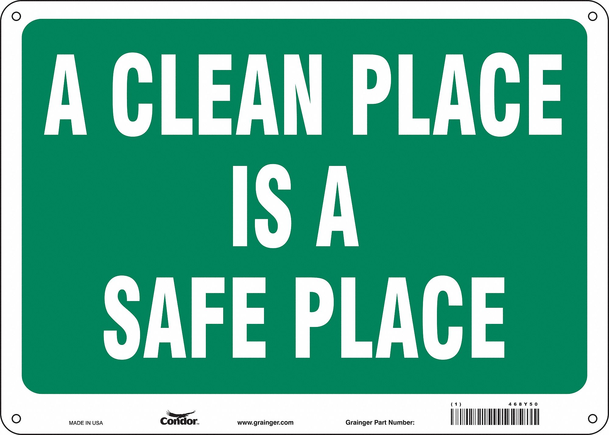Safety Sign: Polyethylene, Mounting Holes Sign Mounting, 10 in x 14 in Nominal Sign Size, No Header