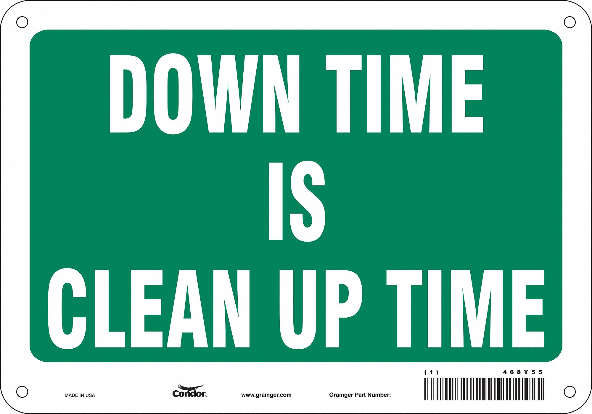Safety Sign: Polyethylene, Mounting Holes Sign Mounting, 7 in x 10 in Nominal Sign Size