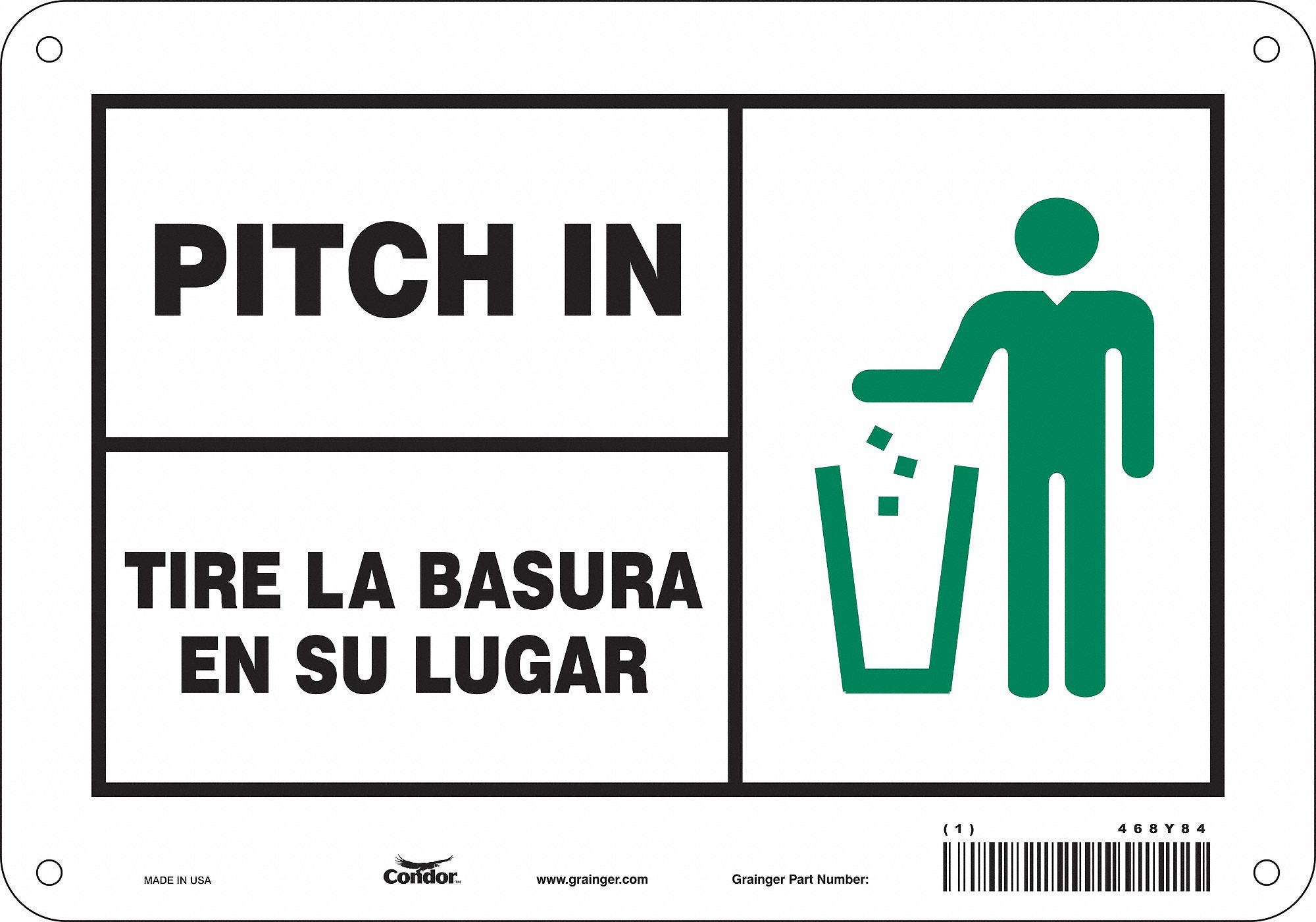Safety Sign: Aluminum, Mounting Holes Sign Mounting, 7 in x 10 in Nominal Sign Size, 0.032 in Thick