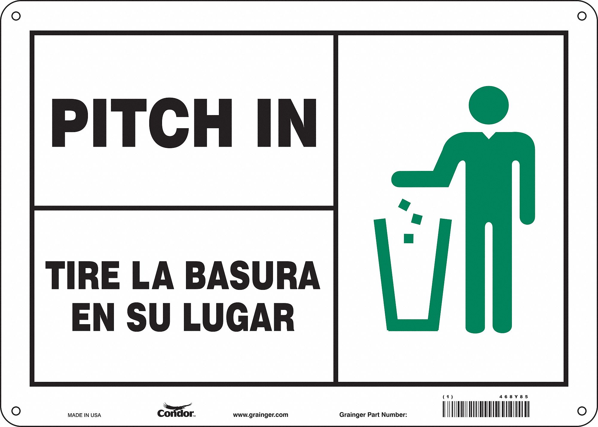 Safety Sign: Aluminum, Mounting Holes Sign Mounting, 10 in x 14 in Nominal Sign Size, 0.032 in Thick