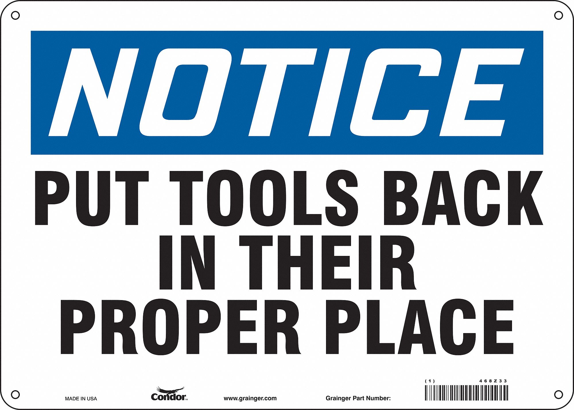 Safety Sign: Polyethylene, Mounting Holes Sign Mounting, 10 in x 14 in Nominal Sign Size, 10 in Ht