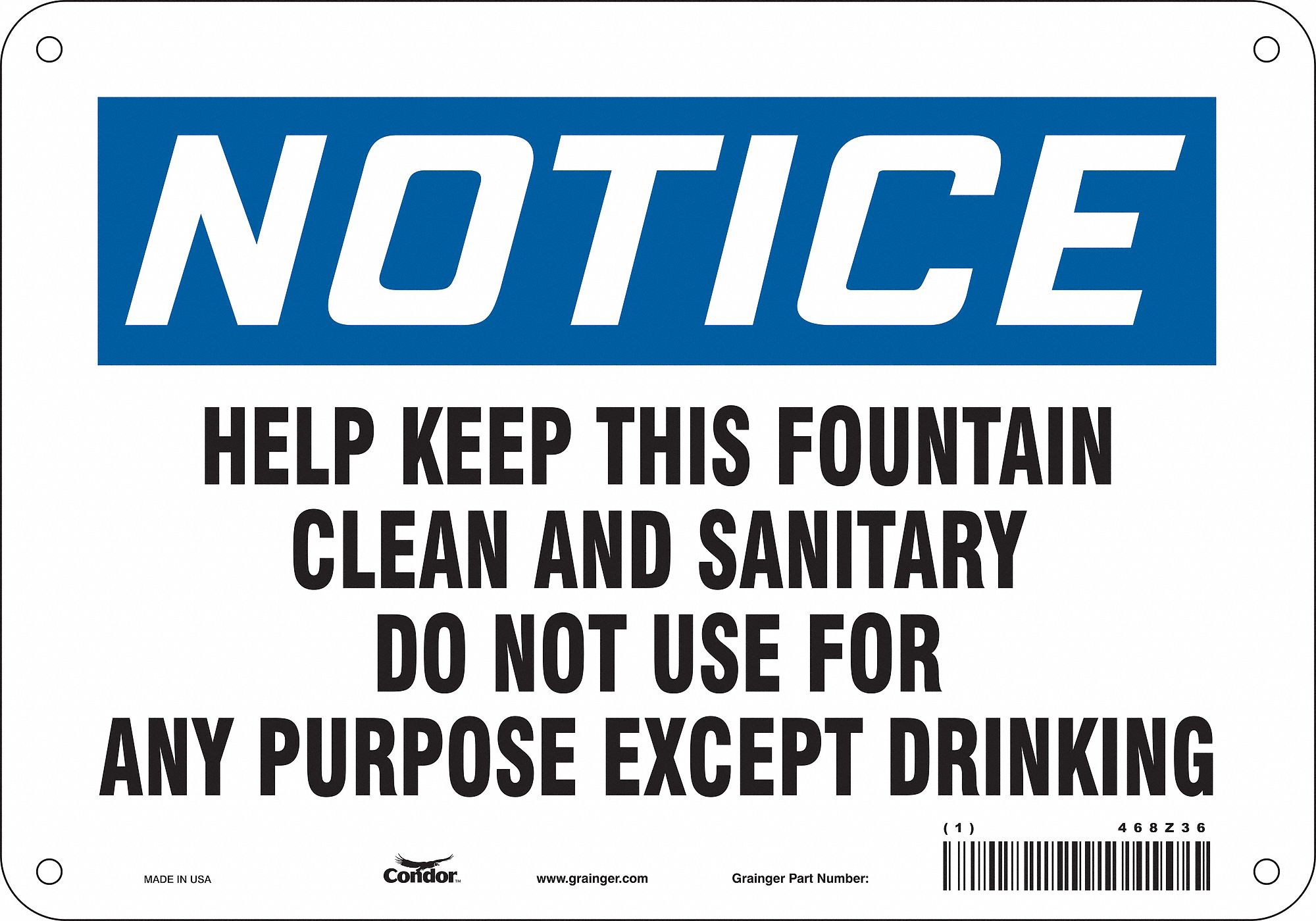 Safety Sign: Aluminum, Mounting Holes Sign Mounting, 7 in x 10 in Nominal Sign Size, 0.032 in Thick