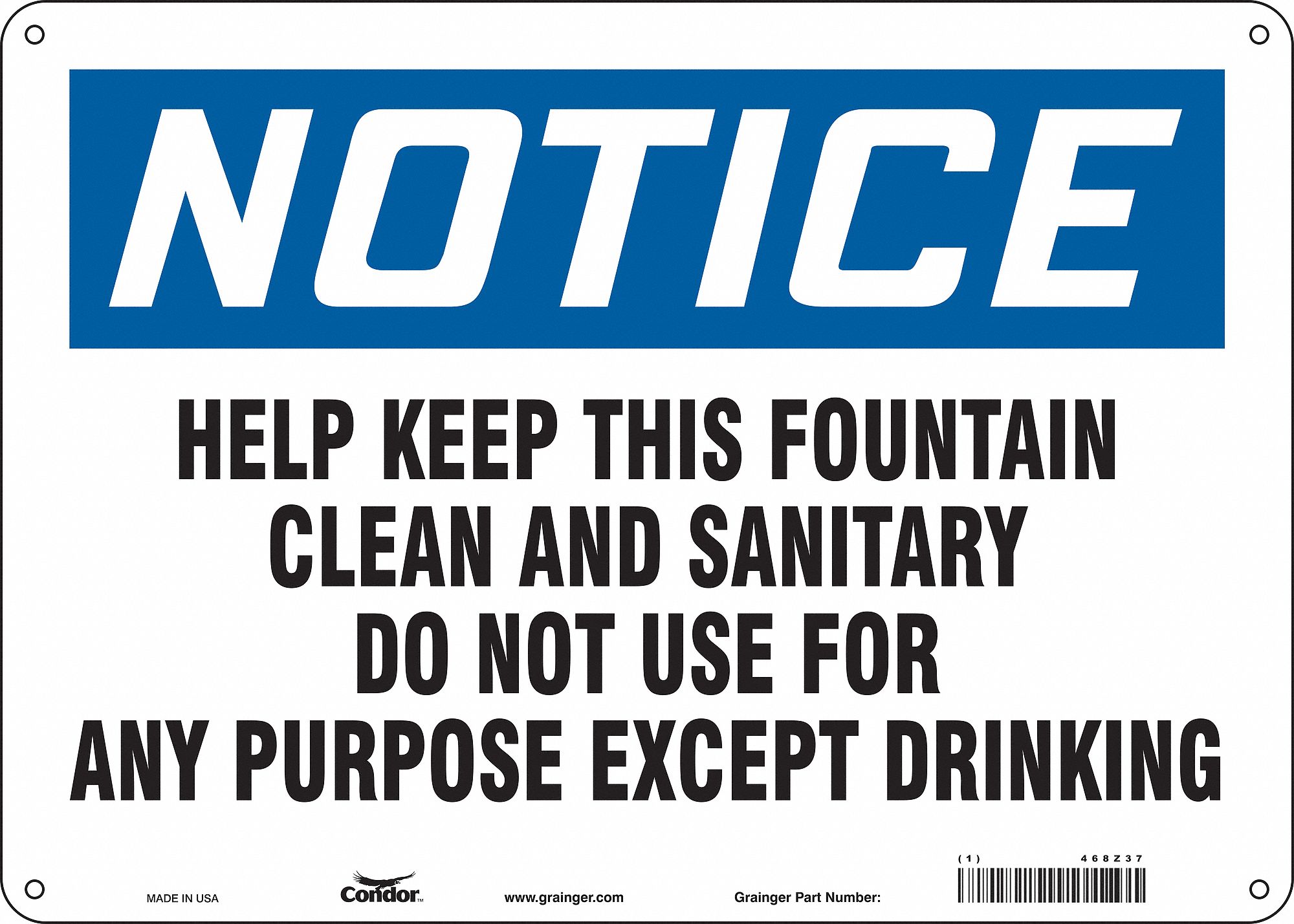 Safety Sign: Aluminum, Mounting Holes Sign Mounting, 10 in x 14 in Nominal Sign Size, 0.032 in Thick