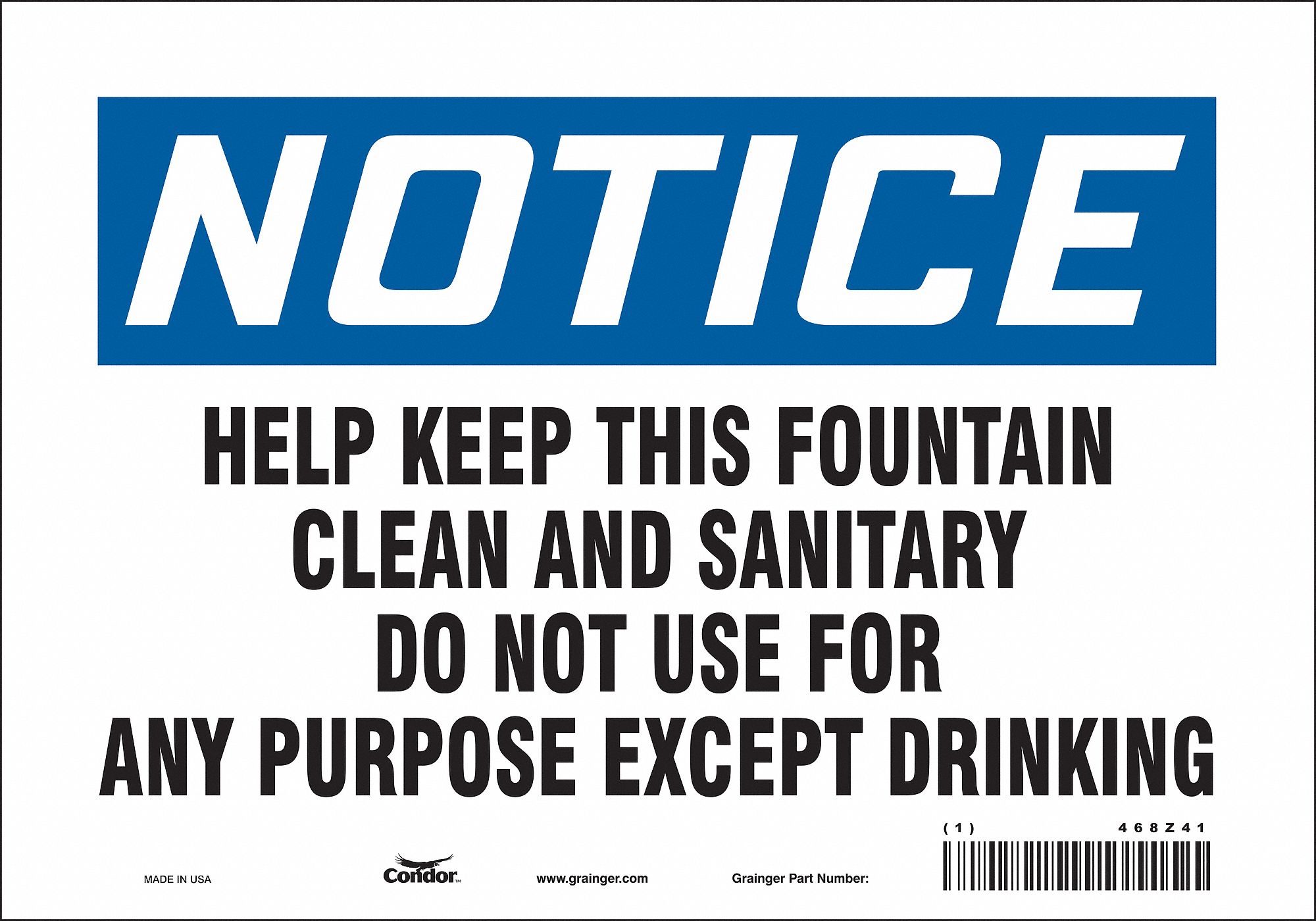 Safety Sign: Vinyl, Adhesive Sign Mounting, 7 in x 10 in Nominal Sign Size, Not Retroreflective