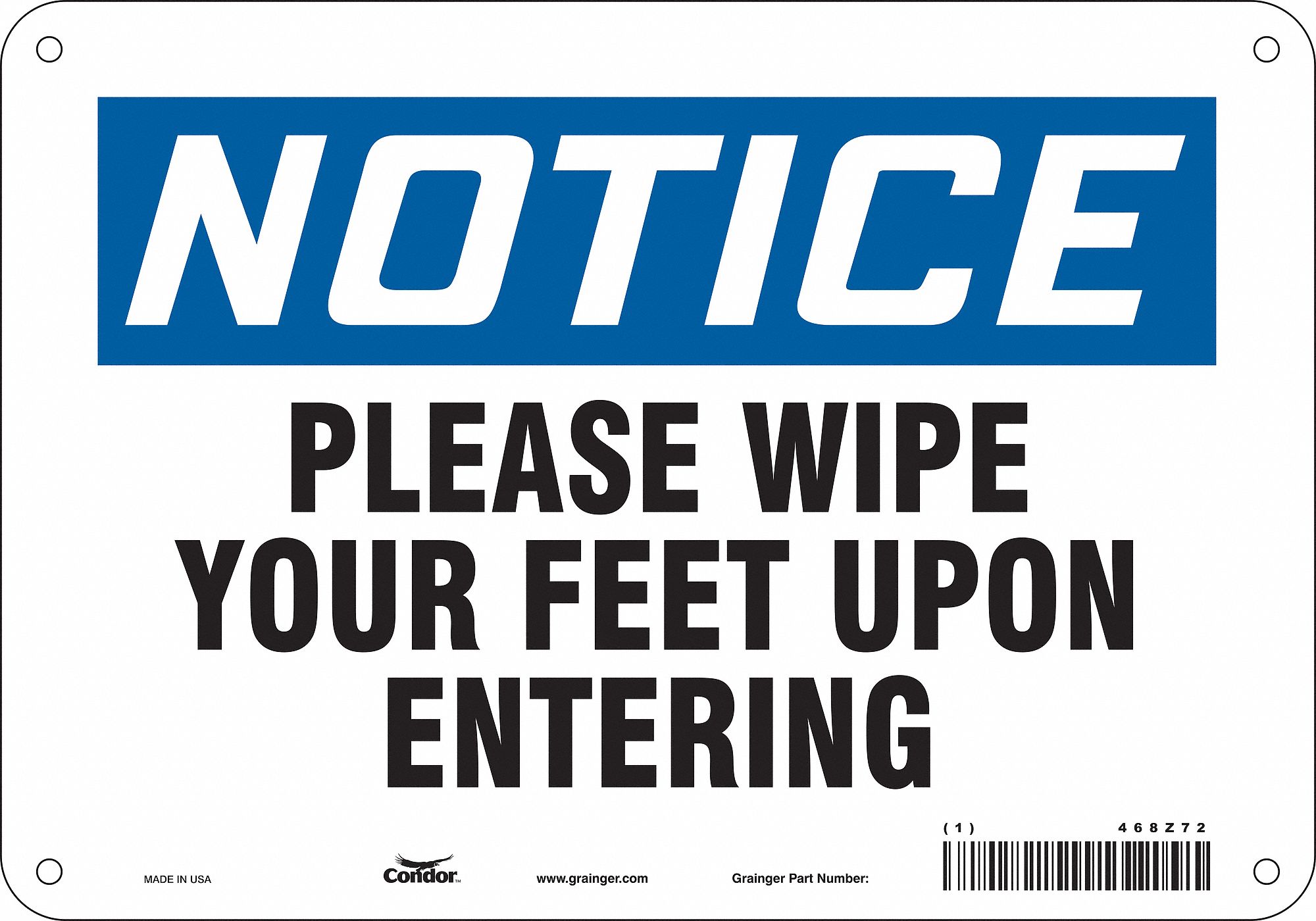 Safety Sign: Polyethylene, Mounting Holes Sign Mounting, 7 in x 10 in Nominal Sign Size, 7 in Ht