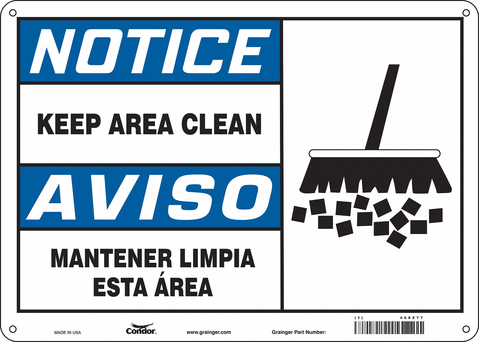 Safety Sign: Aluminum, Mounting Holes Sign Mounting, 10 in x 14 in Nominal Sign Size, 0.032 in Thick