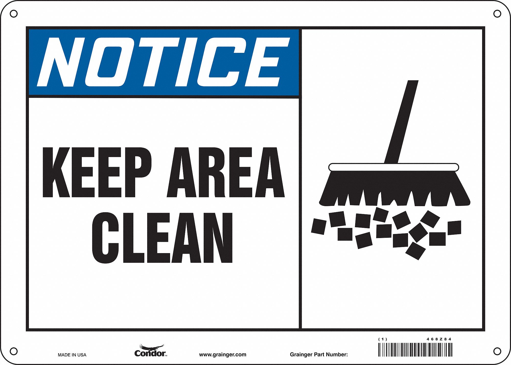 Safety Sign: Aluminum, Mounting Holes Sign Mounting, 10 in x 14 in Nominal Sign Size, 0.032 in Thick