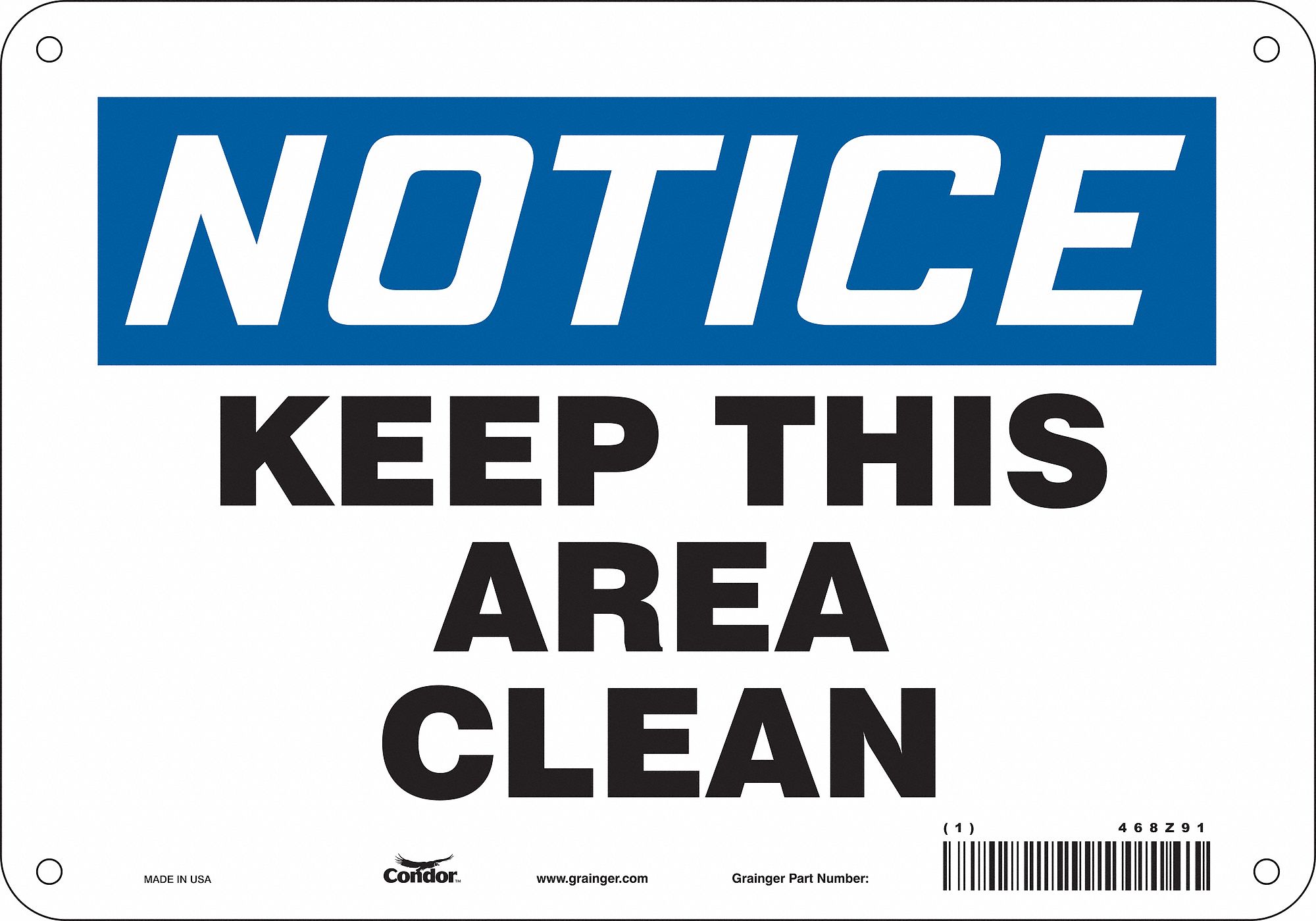 Safety Sign: Polyethylene, Mounting Holes Sign Mounting, 7 in x 10 in Nominal Sign Size