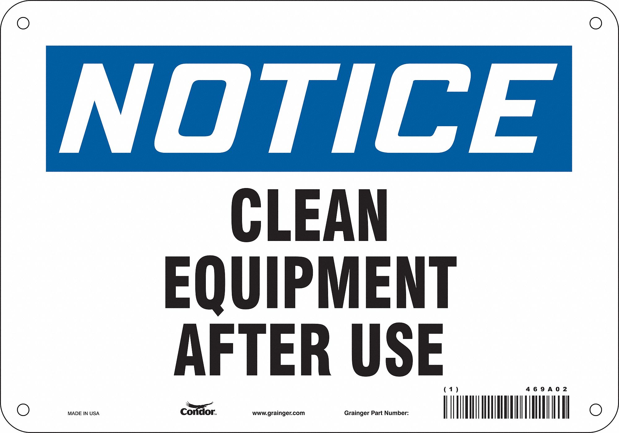Safety Sign: Aluminum, Mounting Holes Sign Mounting, 7 in x 10 in Nominal Sign Size, 0.032 in Thick