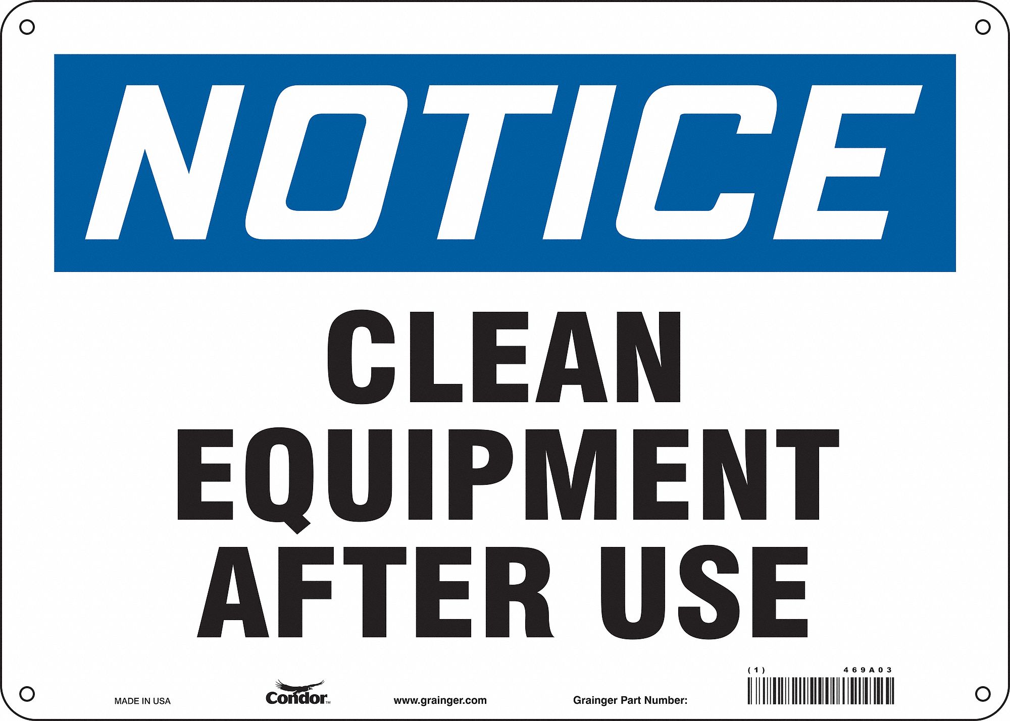 Safety Sign: Aluminum, Mounting Holes Sign Mounting, 10 in x 14 in Nominal Sign Size, 0.032 in Thick