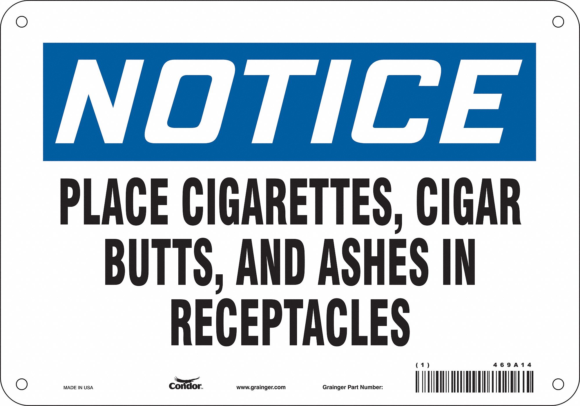 Safety Sign: Aluminum, Mounting Holes Sign Mounting, 7 in x 10 in Nominal Sign Size, 0.032 in Thick