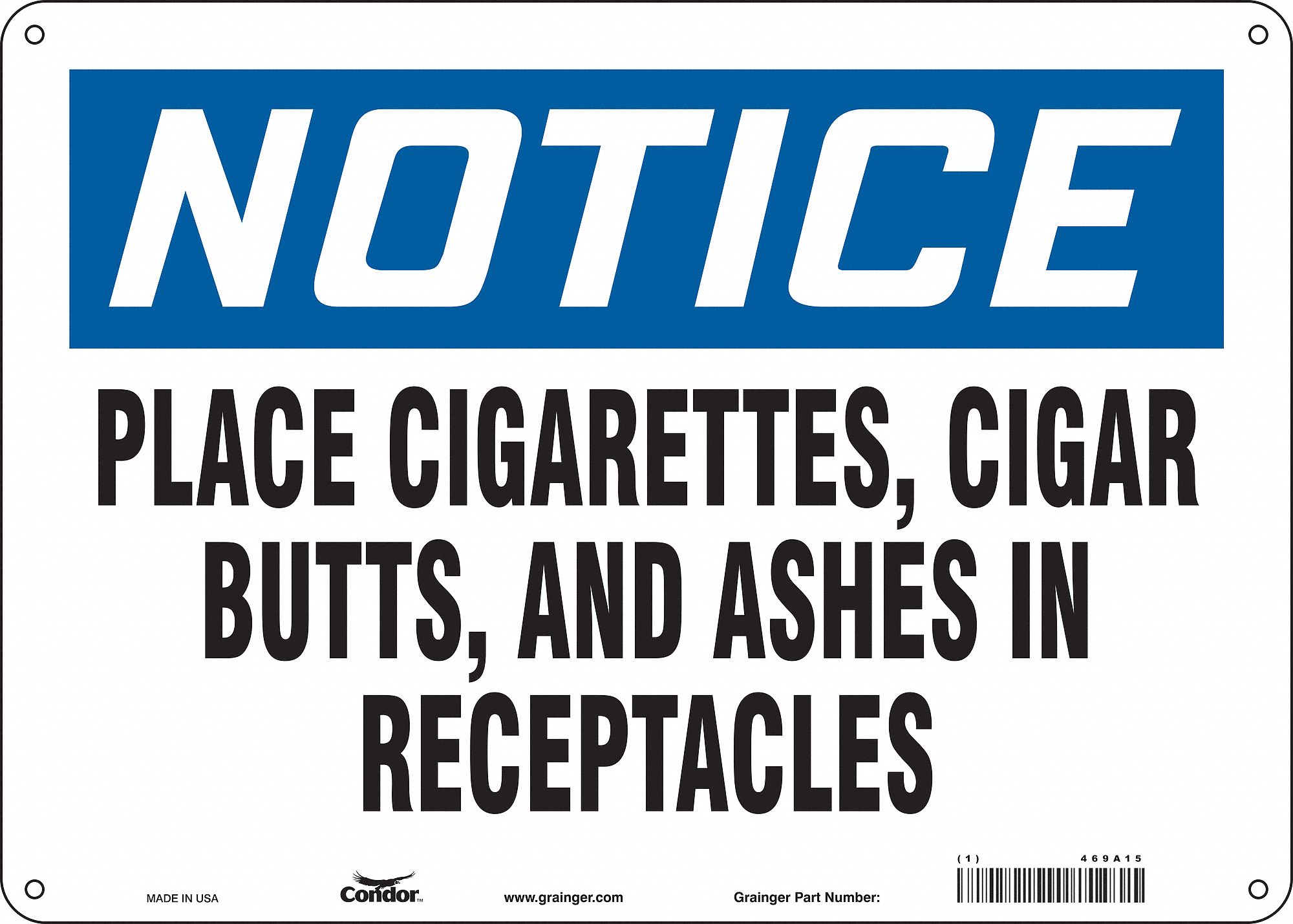 Safety Sign: Aluminum, Mounting Holes Sign Mounting, 10 in x 14 in Nominal Sign Size, 0.032 in Thick