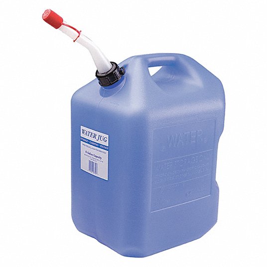 Water Container: 6 gal Capacity, 16 1/16 in Ht, 13 in Lg, 10 in Wd, Blue