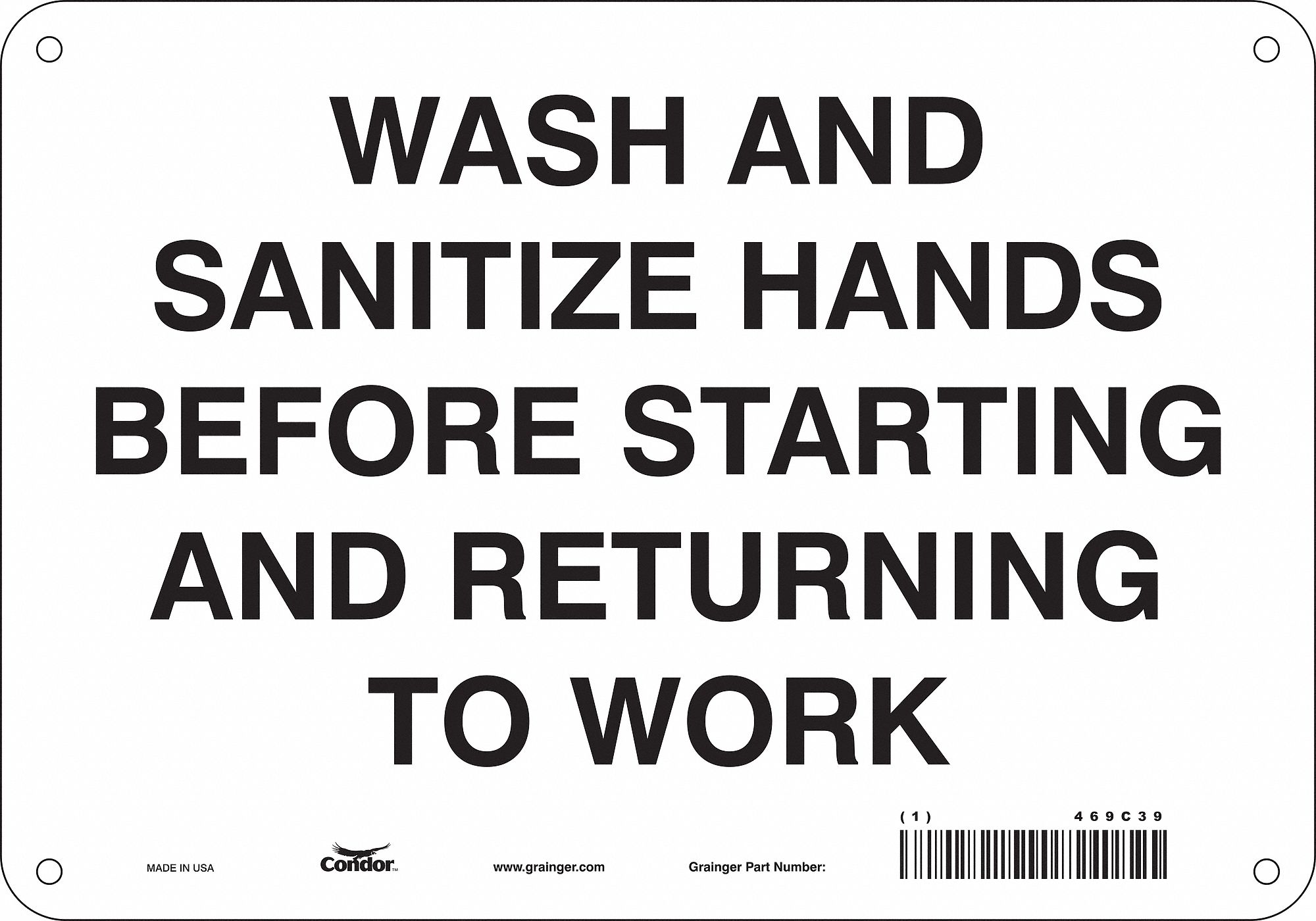 Safety Sign: Aluminum, Mounting Holes Sign Mounting, 7 in x 10 in Nominal Sign Size, 0.032 in Thick