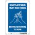 Employees Must Wash Hands Before Returning To Work Signs