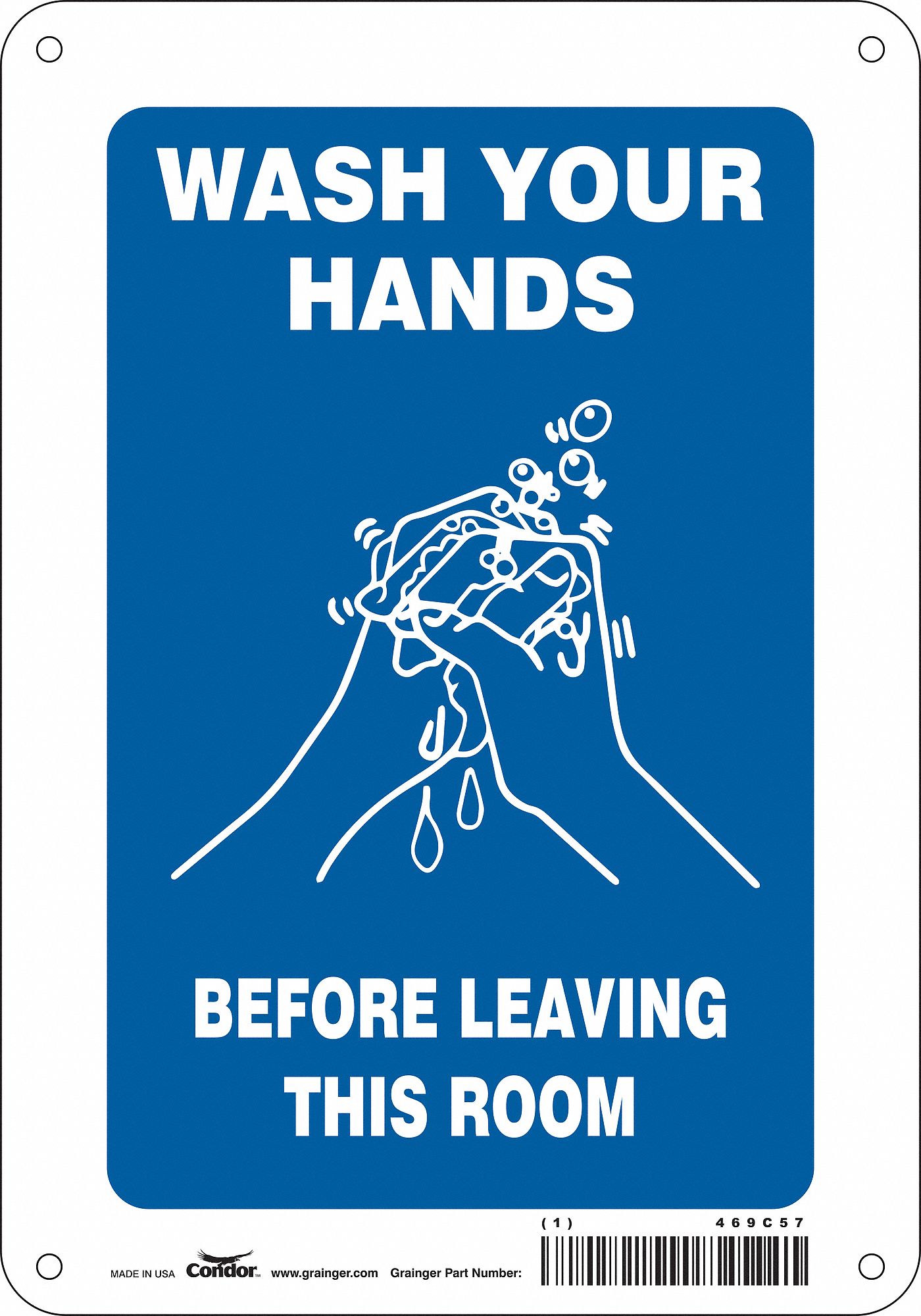 Safety Sign: Aluminum, Mounting Holes Sign Mounting, 10 in x 7 in Nominal Sign Size, 0.032 in Thick