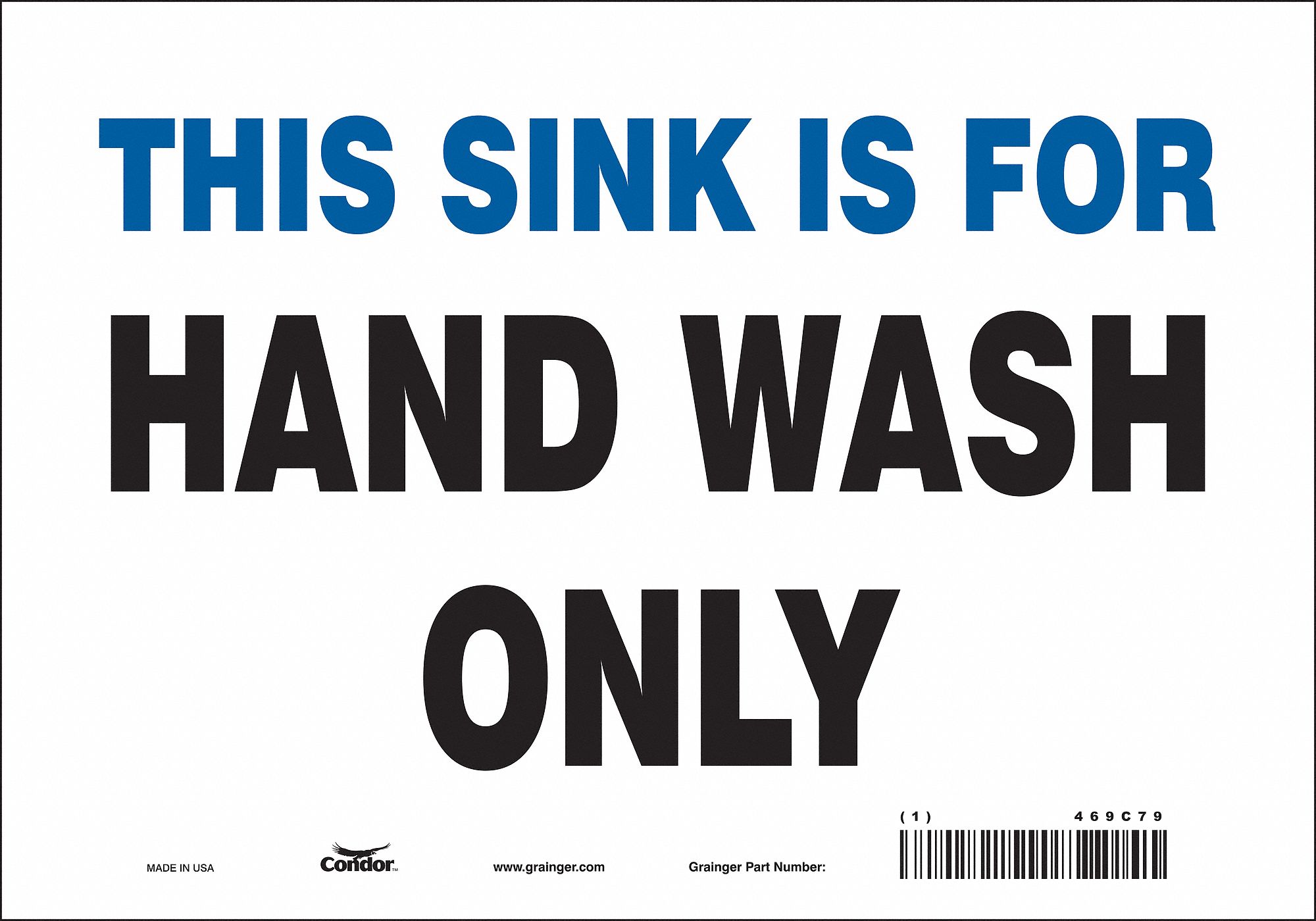 Wash Hands No Header Vinyl 7 X 10 Adhesive Surface Not Retroreflective