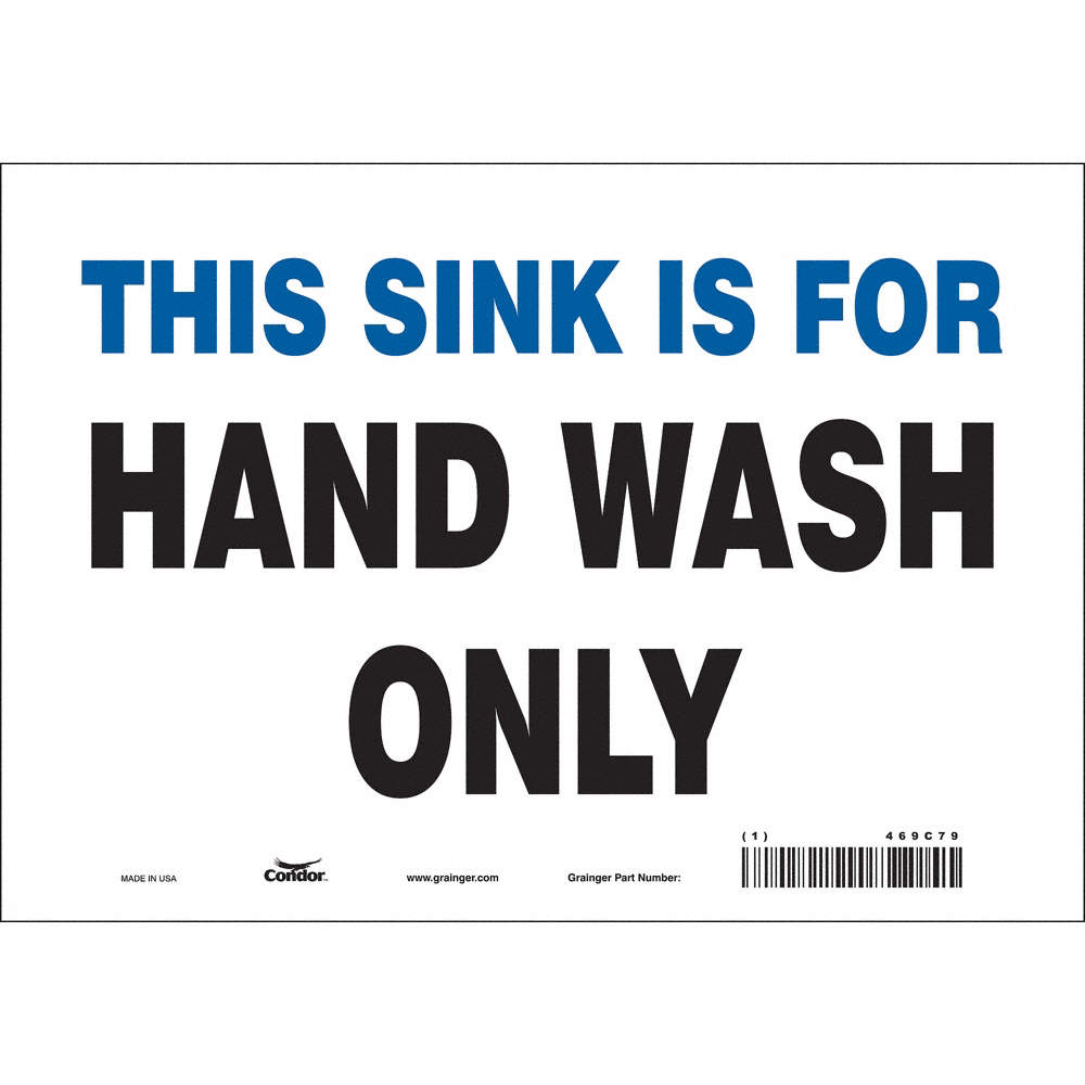 Wash Hands No Header Vinyl 7 X 10 Adhesive Surface Not Retroreflective