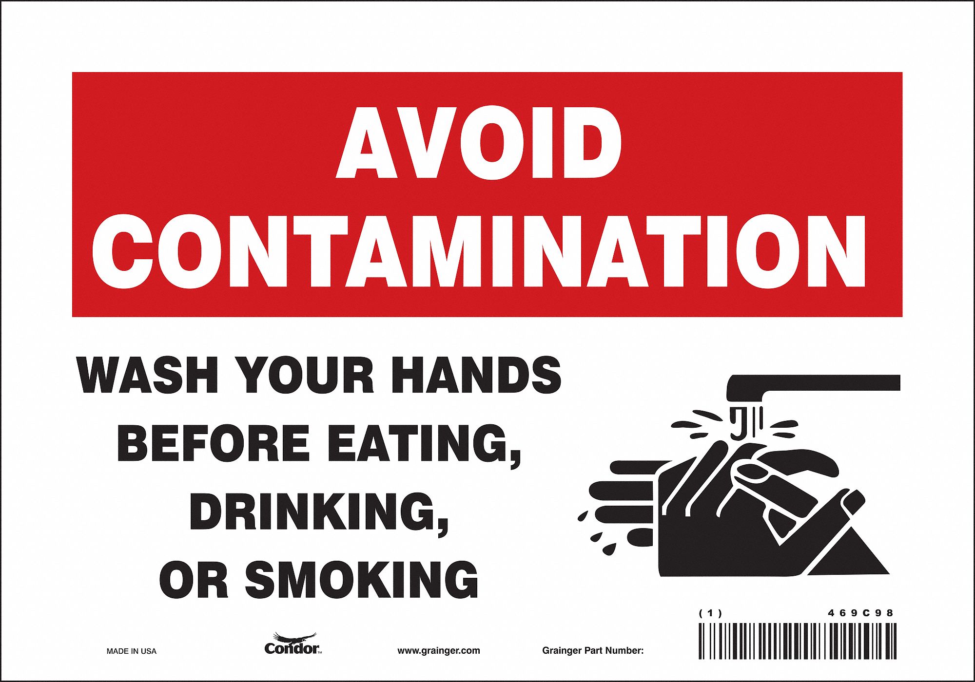 Safety Sign: Vinyl, Adhesive Sign Mounting, 7 in x 10 in Nominal Sign Size, Not Retroreflective