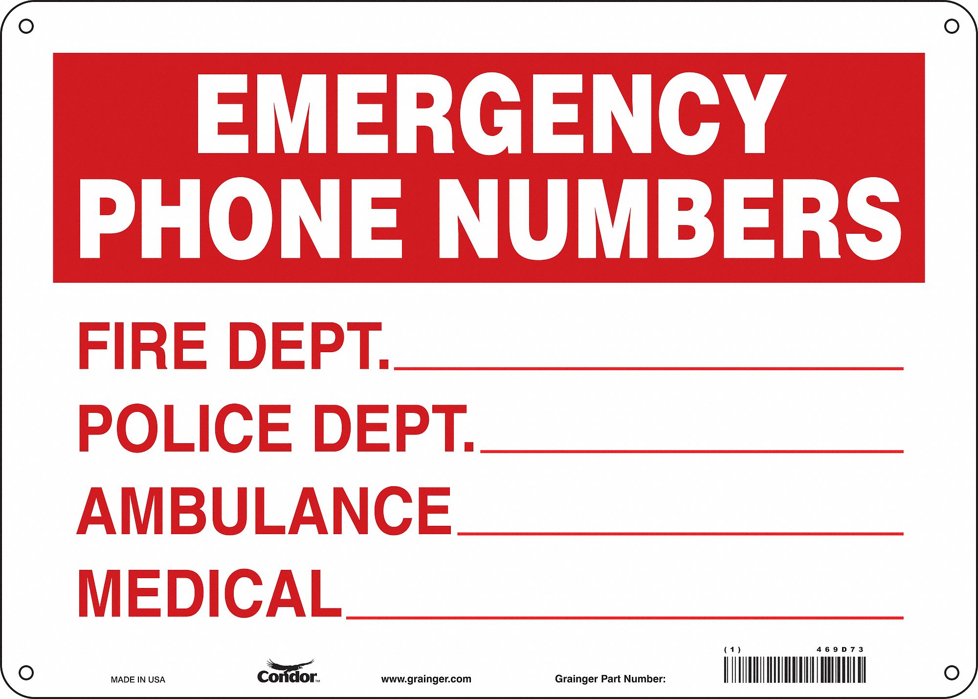 Safety Sign: Polyethylene, Mounting Holes Sign Mounting, 10 in x 14 in Nominal Sign Size, No Header