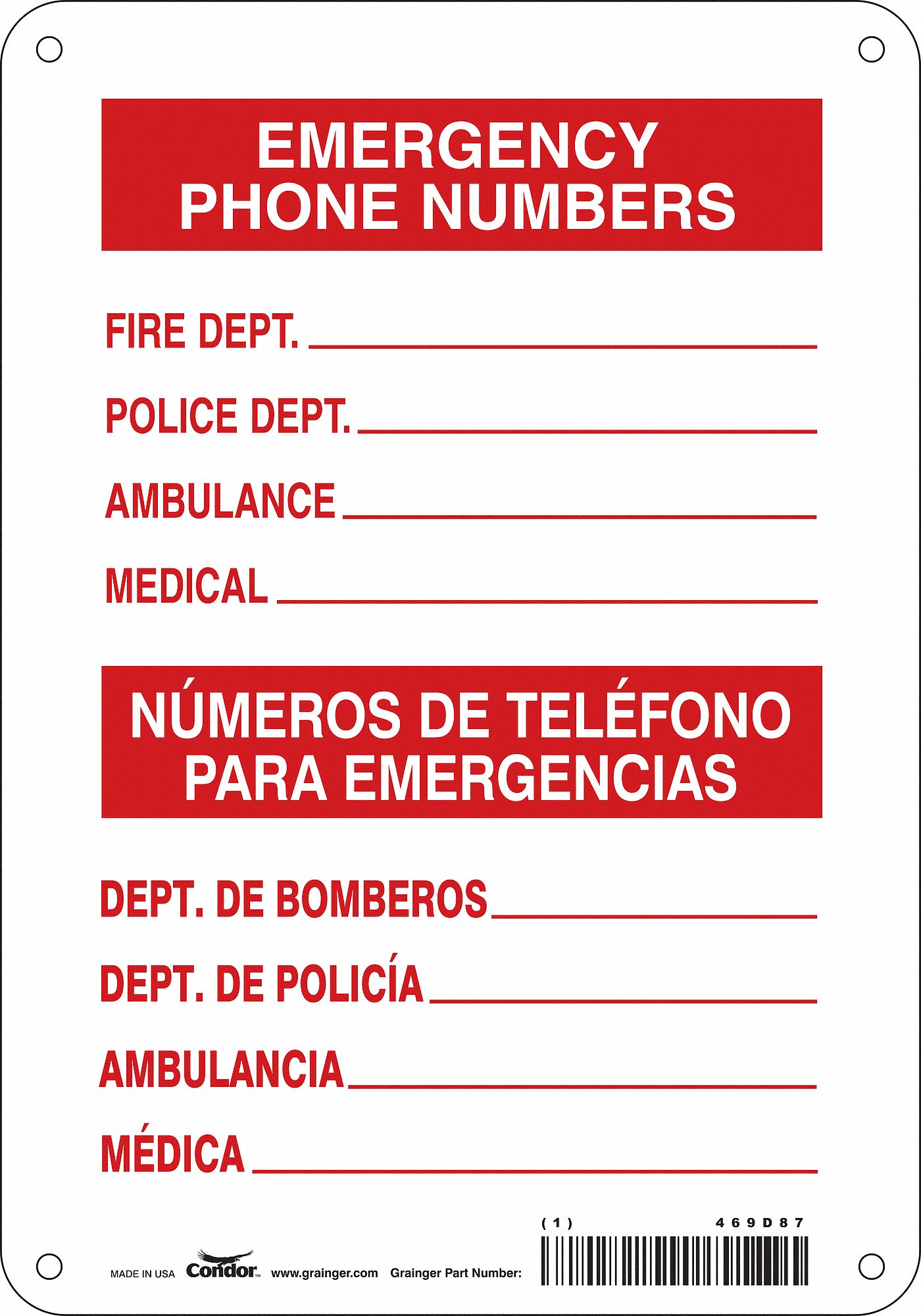 Safety Sign: Aluminum, Mounting Holes Sign Mounting, 10 in x 7 in Nominal Sign Size, 0.032 in Thick