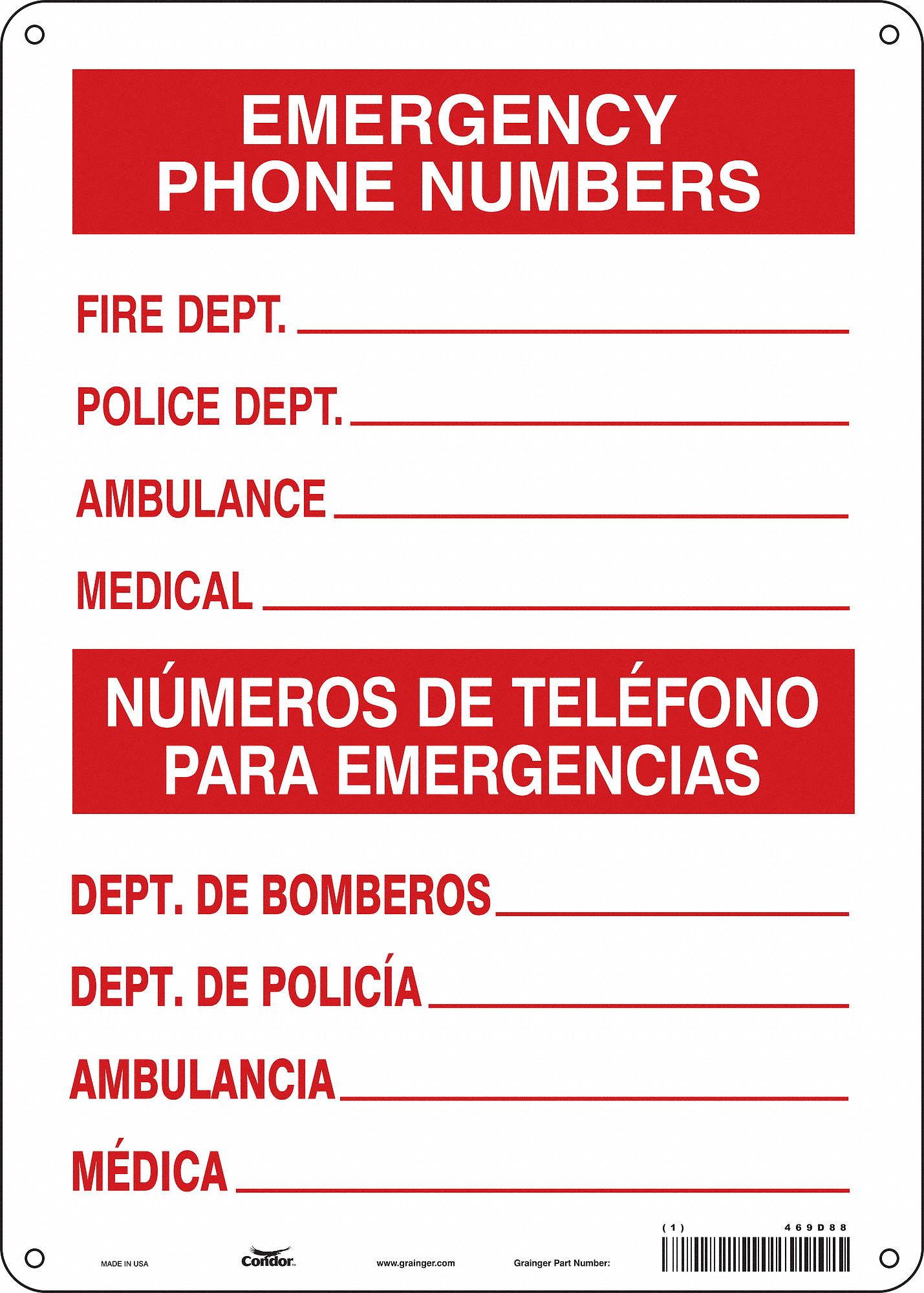 Safety Sign: Aluminum, Mounting Holes Sign Mounting, 14 in x 10 in Nominal Sign Size, 0.032 in Thick
