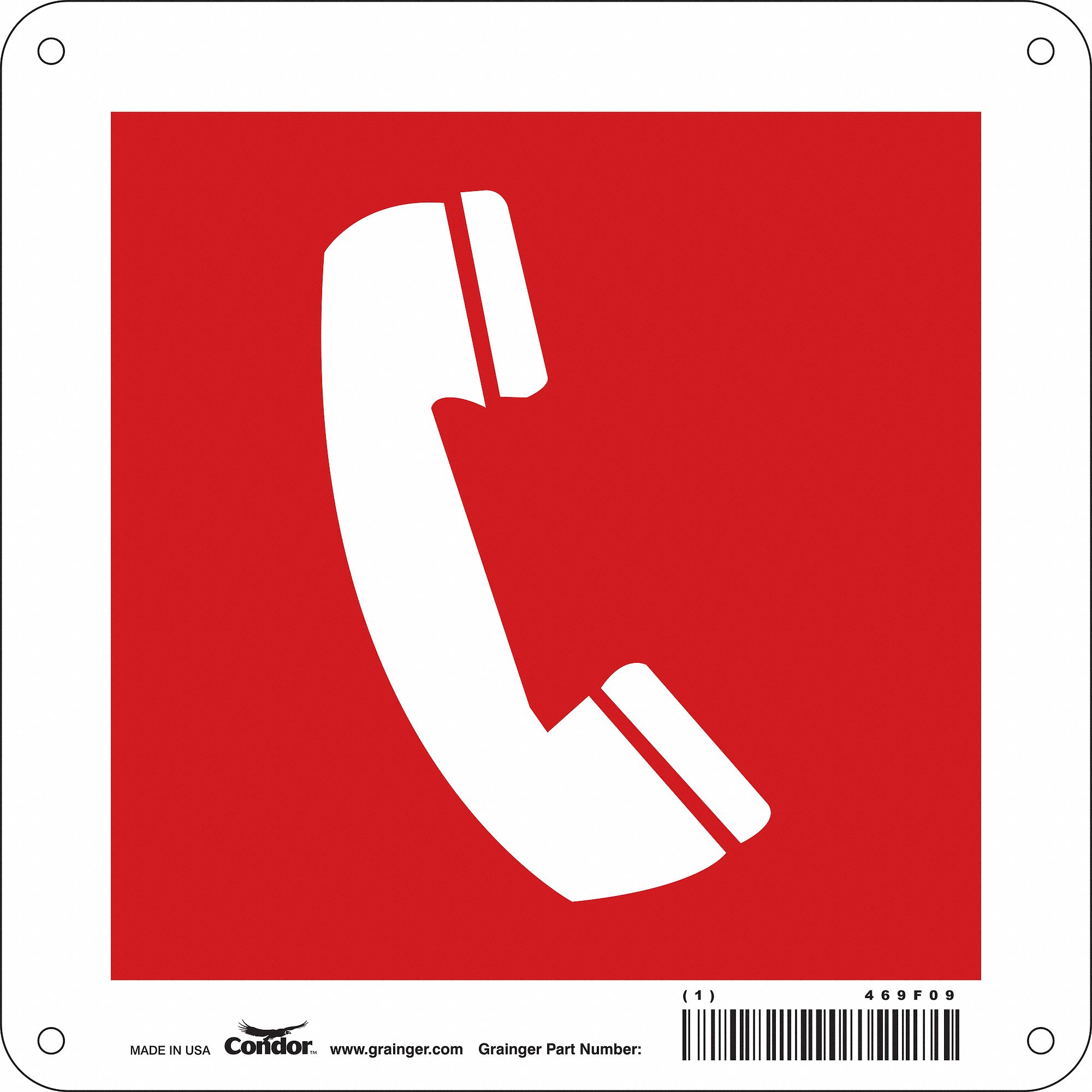 Safety Sign: Polyethylene, Mounting Holes Sign Mounting, 8 in x 8 in Nominal Sign Size