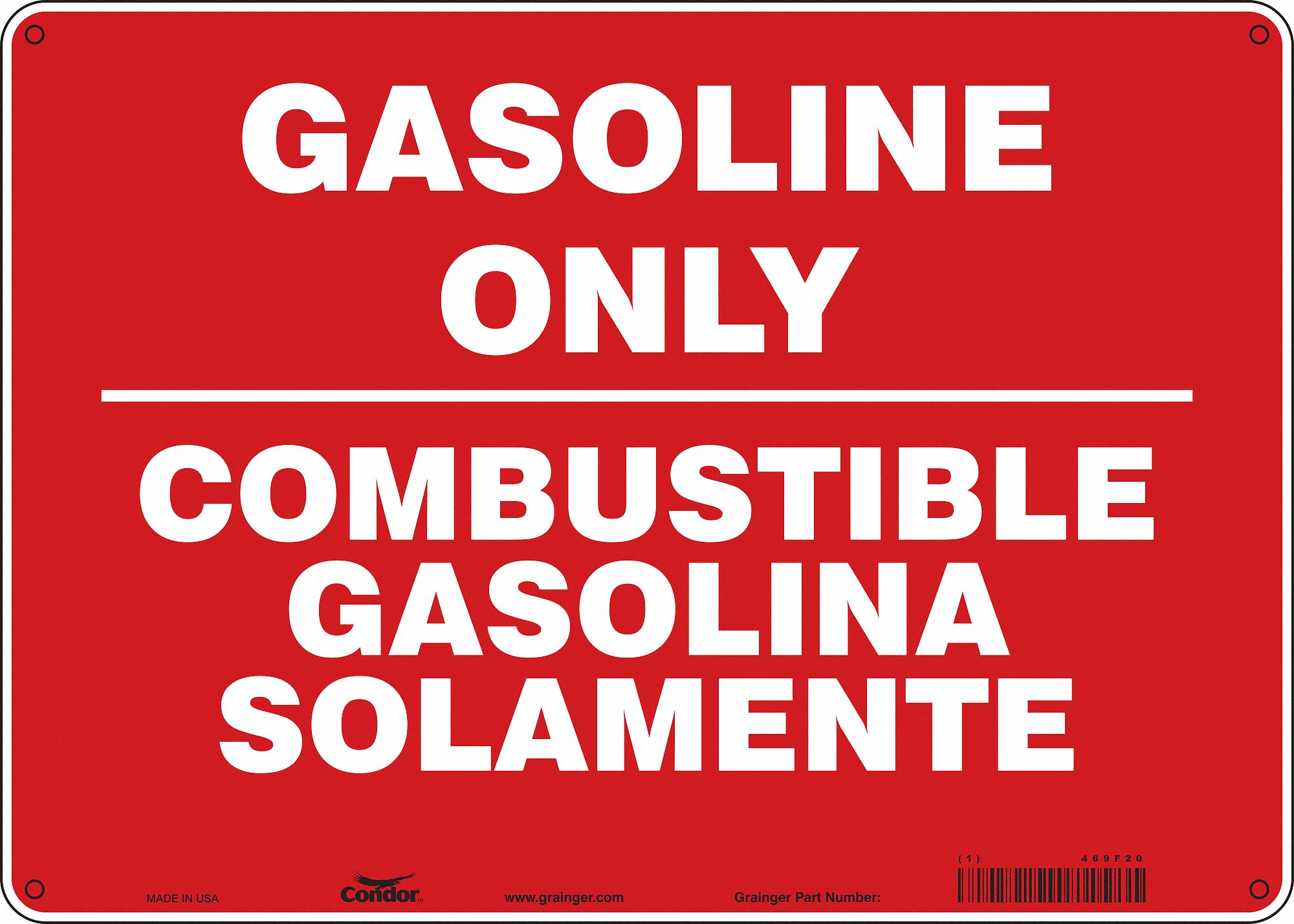 Safety Sign: Polyethylene, Mounting Holes Sign Mounting, 10 in x 14 in Nominal Sign Size