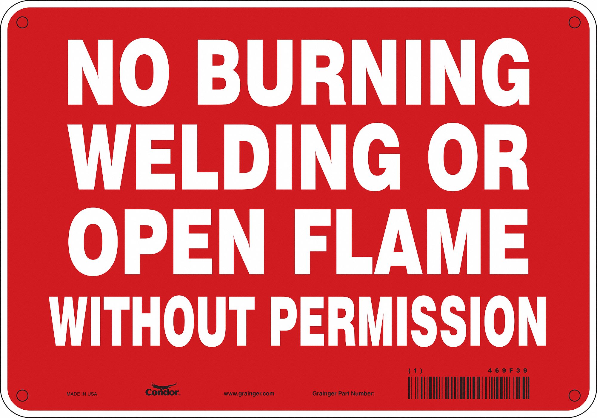 Safety Sign: Polyethylene, Mounting Holes Sign Mounting, 7 in x 10 in Nominal Sign Size, No Header