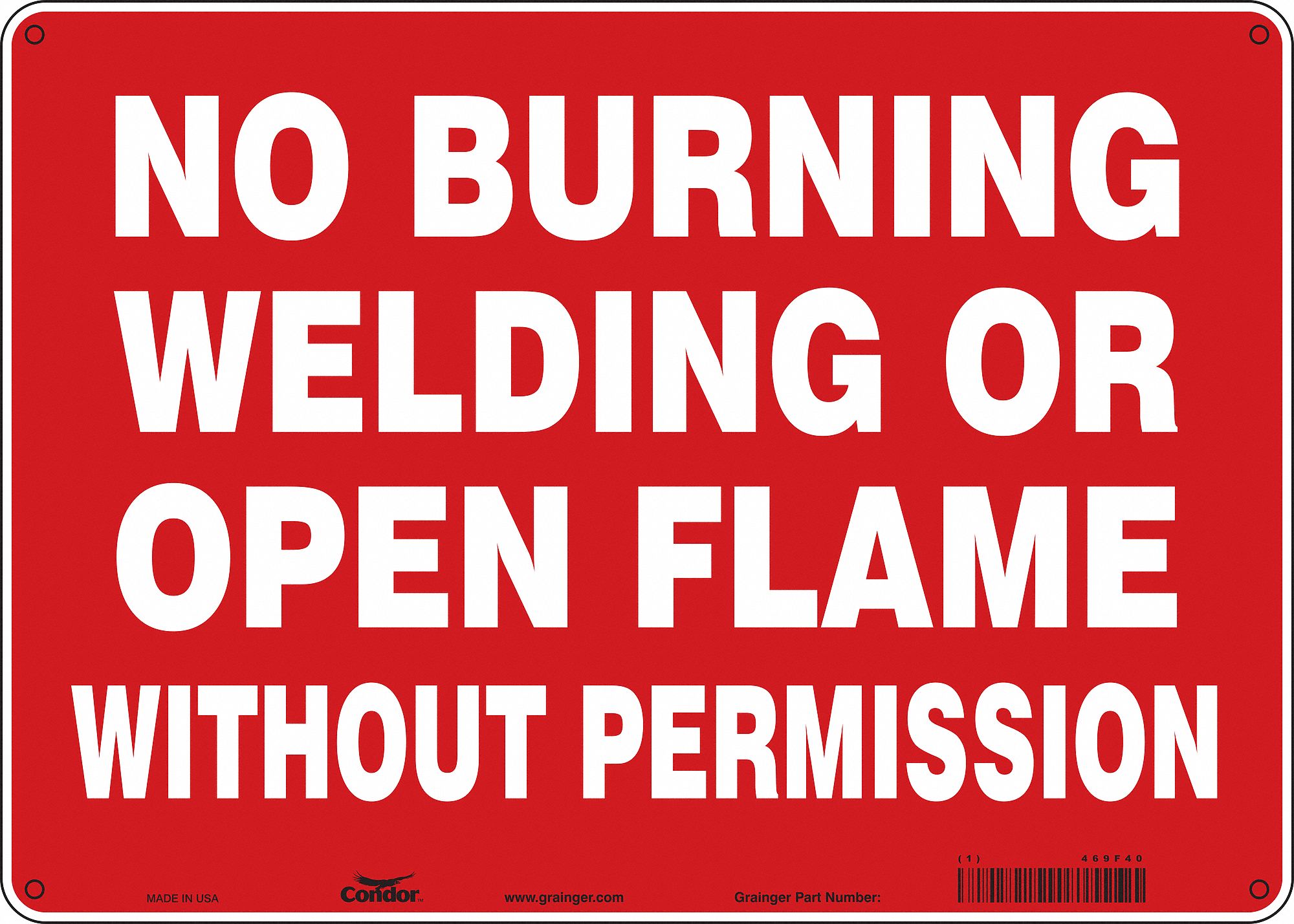Safety Sign: Polyethylene, Mounting Holes Sign Mounting, 10 in x 14 in Nominal Sign Size, No Header