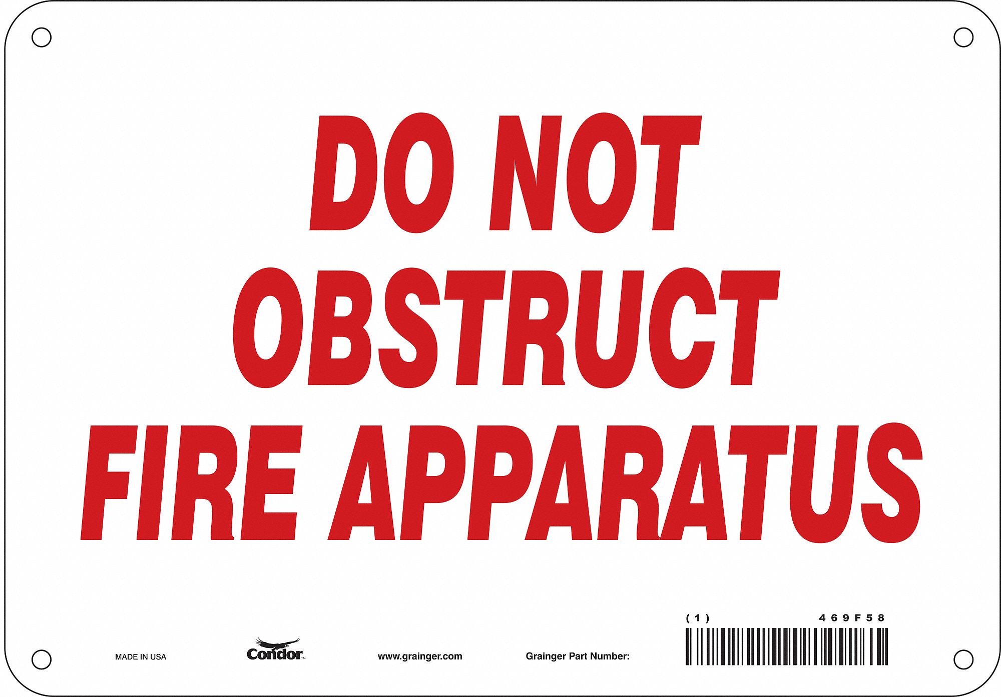 Safety Sign: Polyethylene, Mounting Holes Sign Mounting, 7 in x 10 in Nominal Sign Size