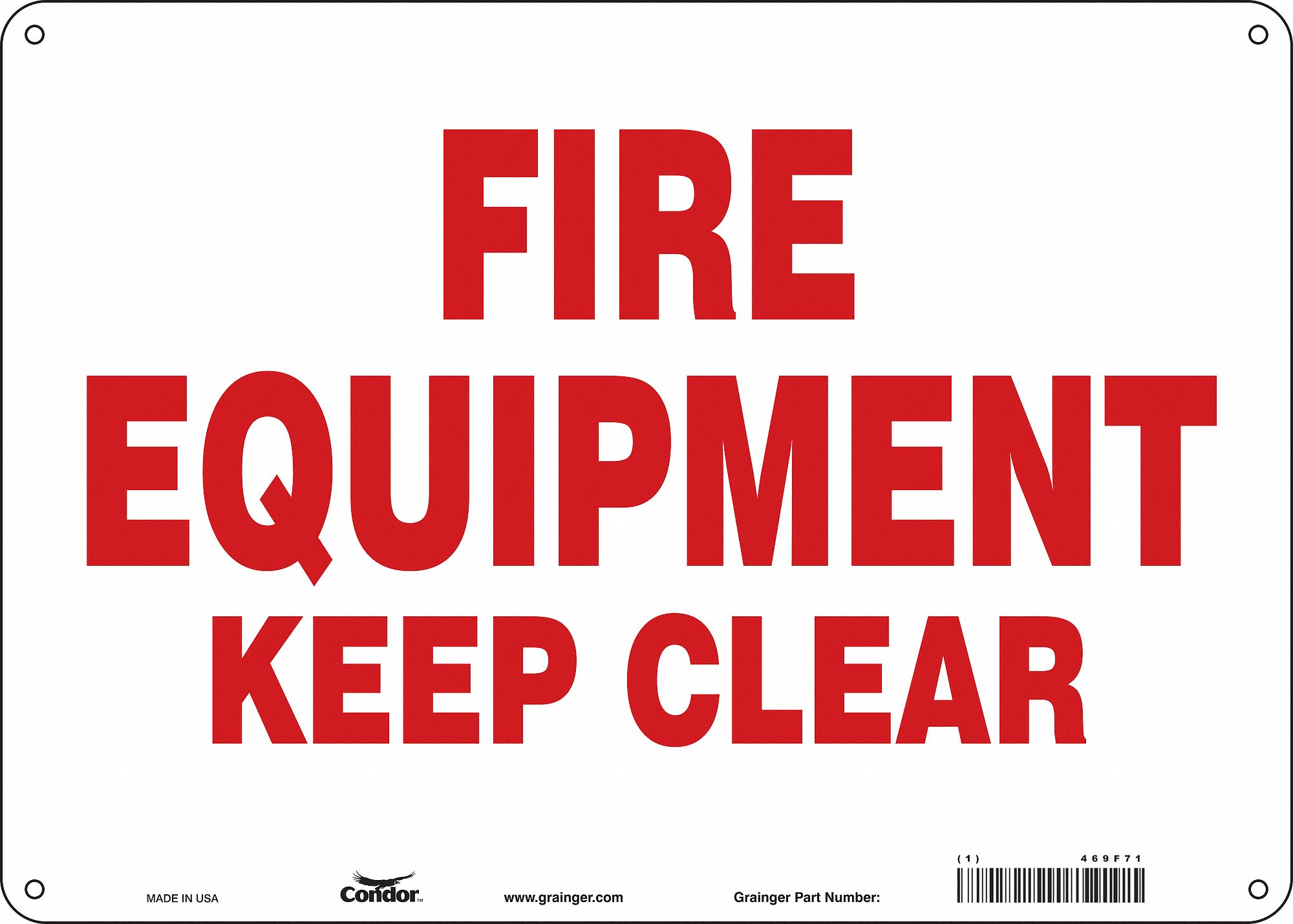 Safety Sign: Polyethylene, Mounting Holes Sign Mounting, 10 in x 14 in Nominal Sign Size