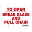 To Open Break Glass And Pull Chain Signs
