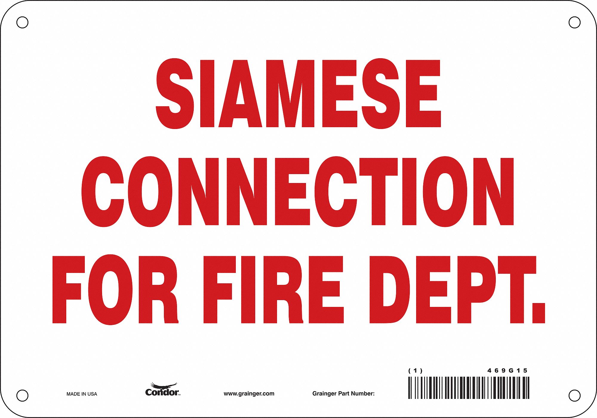 Safety Sign: Polyethylene, Mounting Holes Sign Mounting, 7 in x 10 in Nominal Sign Size, No Header