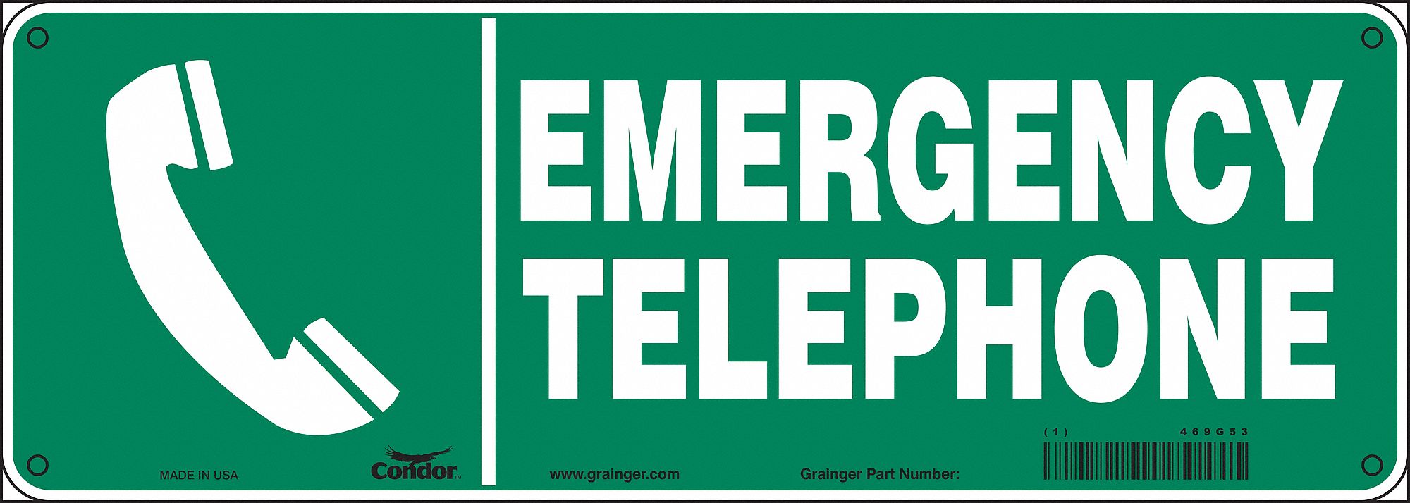Safety Sign, 5 in x 14 in, Aluminum
