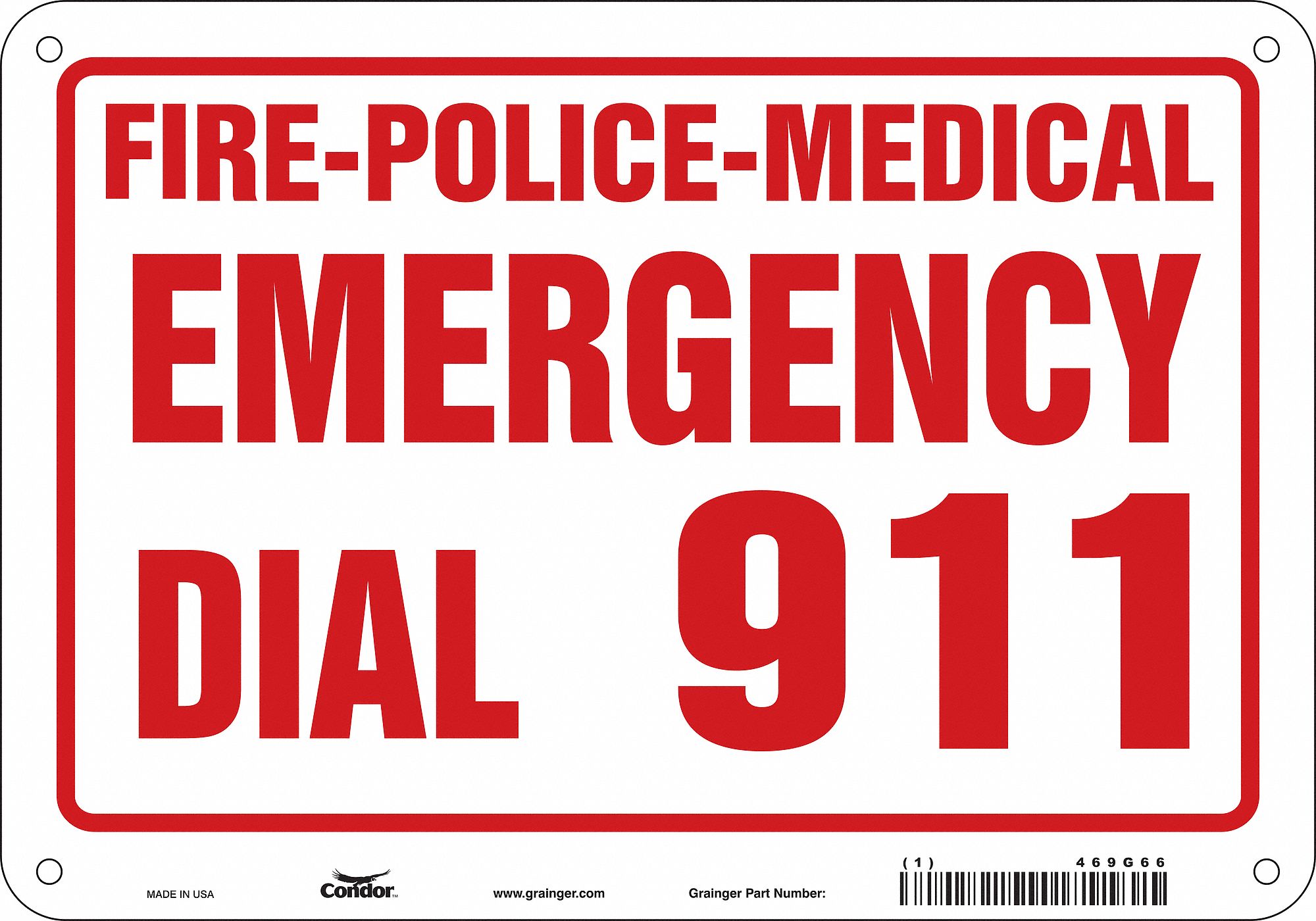 Safety Sign: Aluminum, Mounting Holes Sign Mounting, 7 in x 10 in Nominal Sign Size, 0.032 in Thick