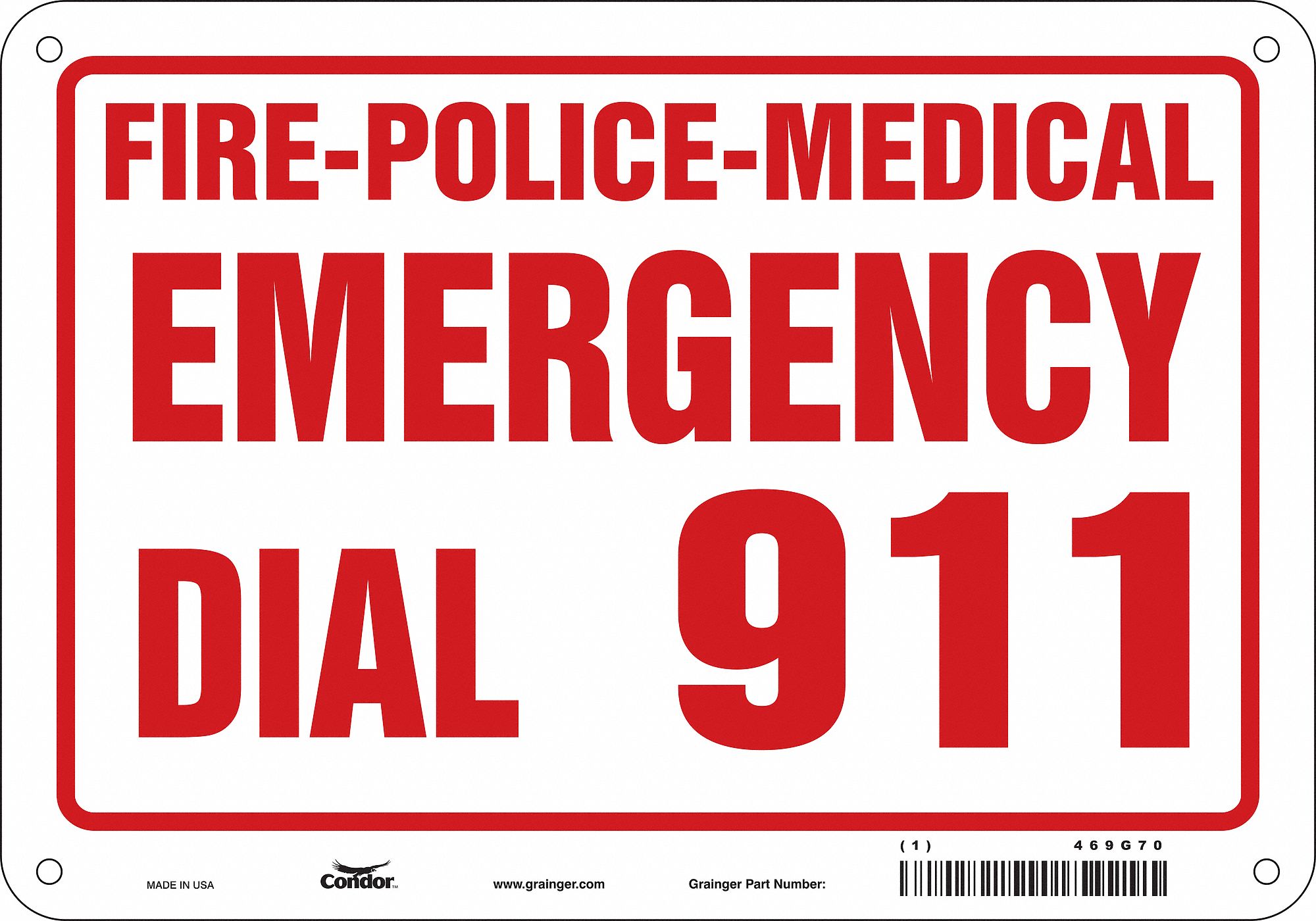 Safety Sign: Polyethylene, Mounting Holes Sign Mounting, 7 in x 10 in Nominal Sign Size, No Header