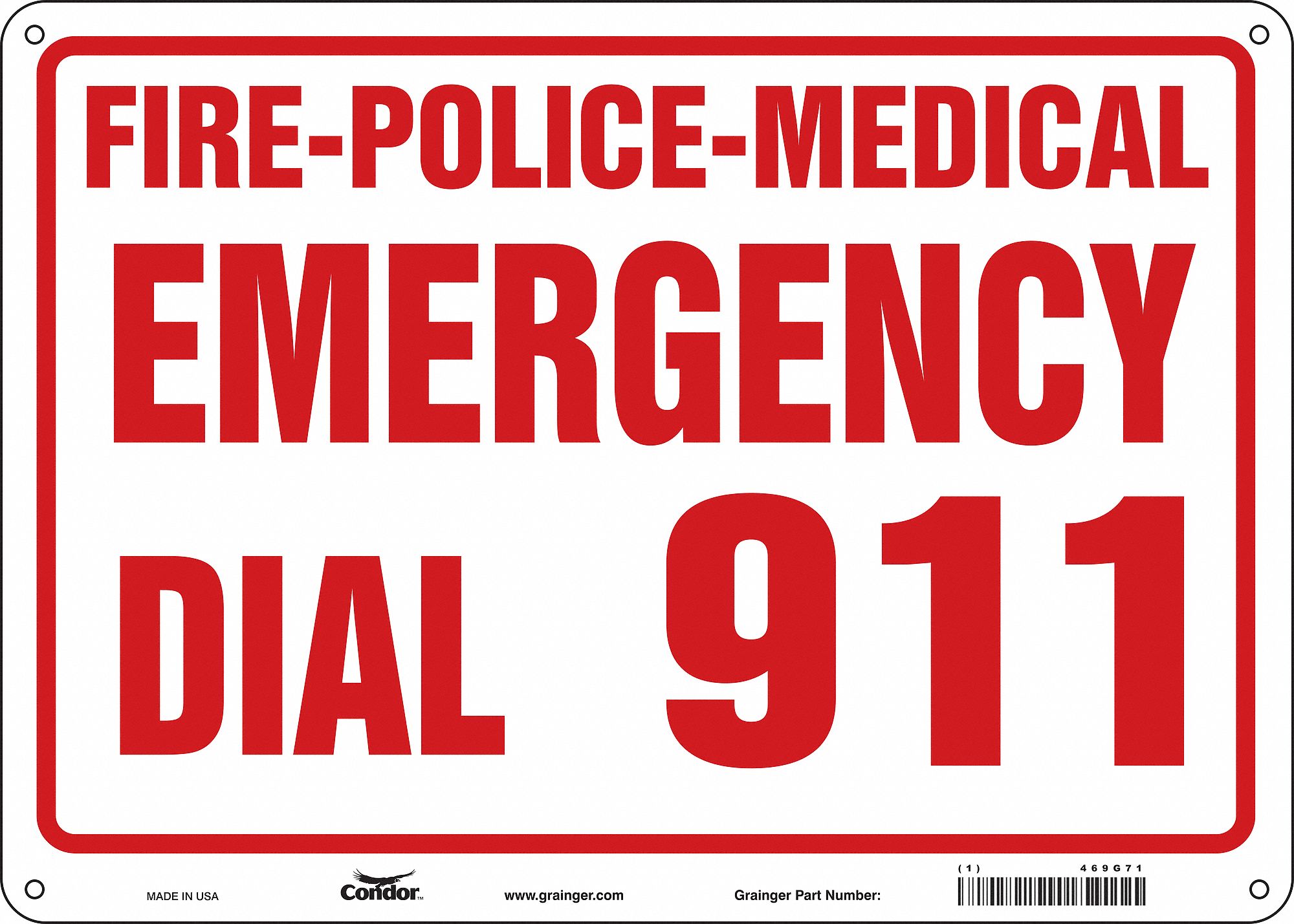 Safety Sign: Polyethylene, Mounting Holes Sign Mounting, 10 in x 14 in Nominal Sign Size, No Header