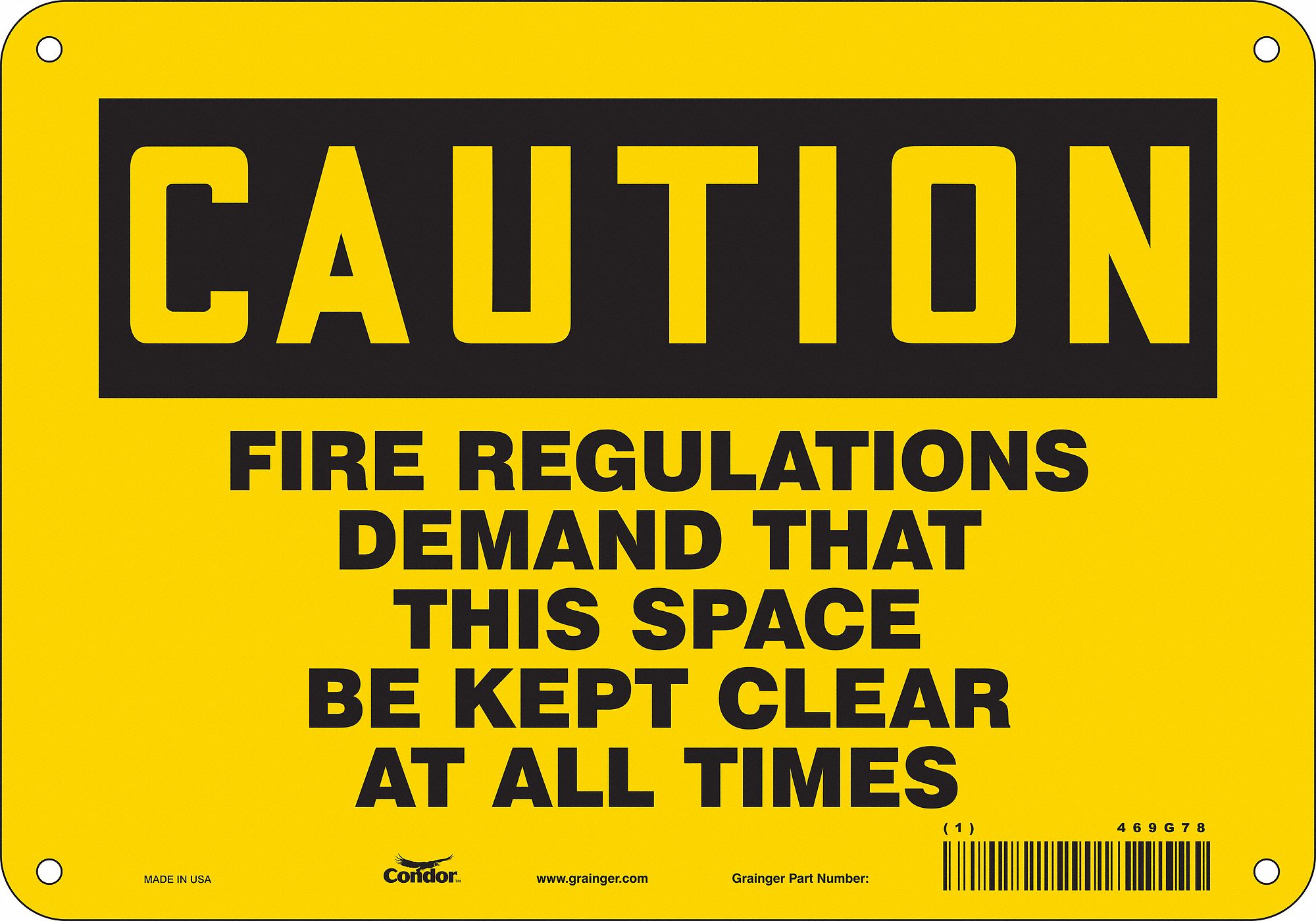 Safety Sign: Polyethylene, Mounting Holes Sign Mounting, 7 in x 10 in Nominal Sign Size, Caution